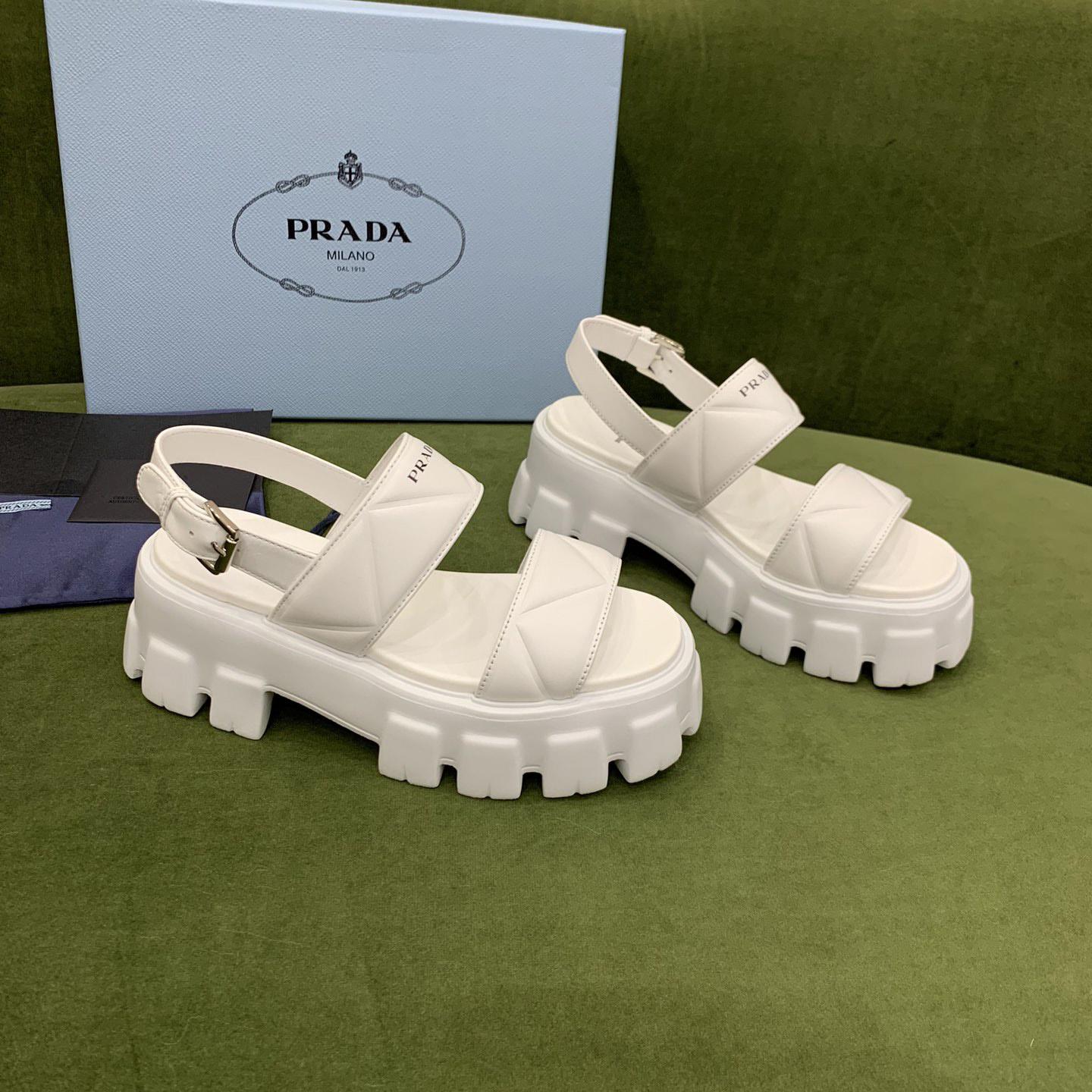 Prada Monolith Leather Sandals - DopestKickz