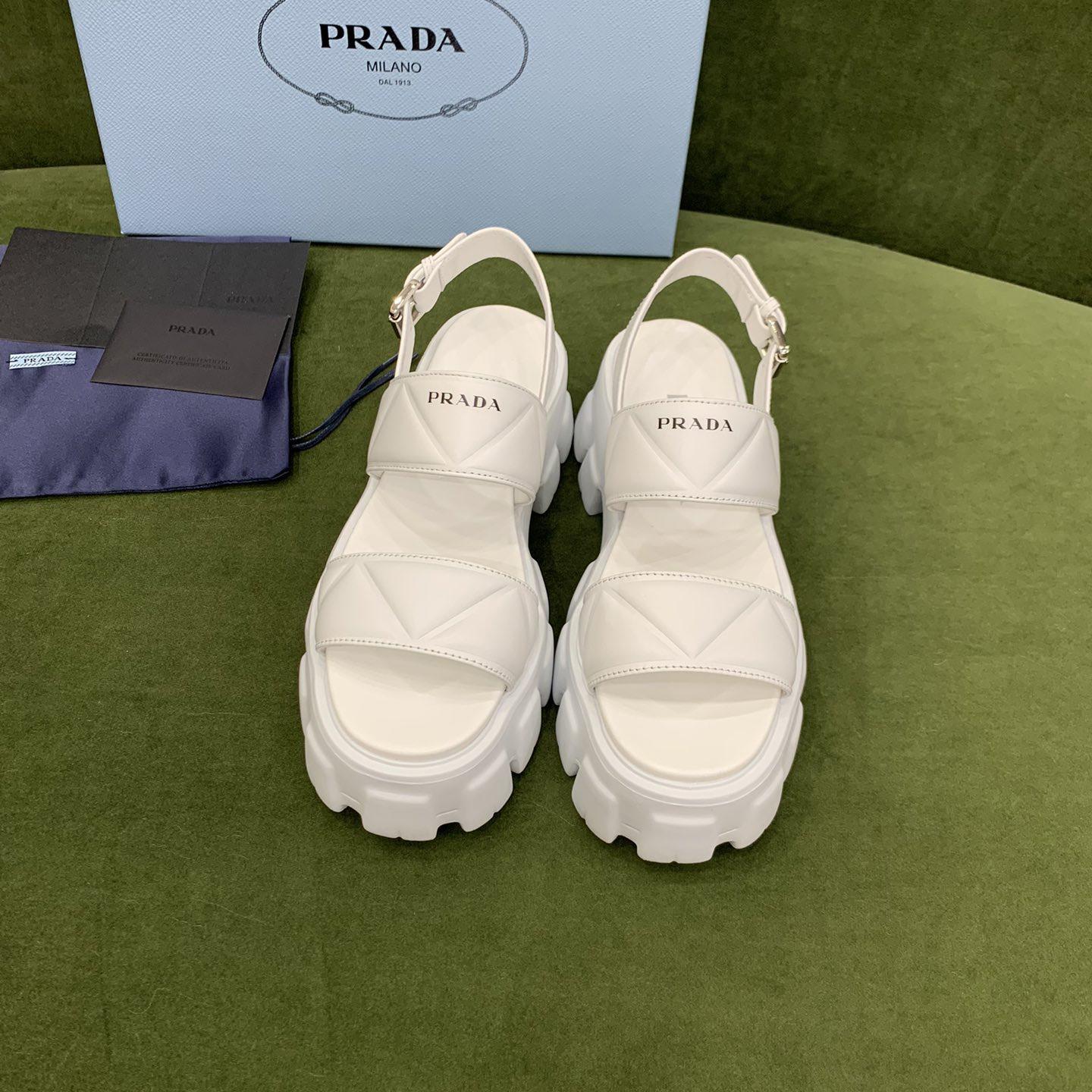 Prada Monolith Leather Sandals - DopestKickz
