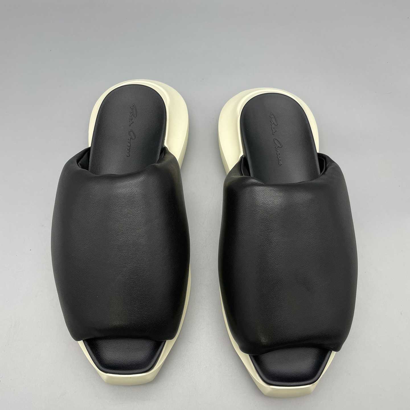 Rick Owens SS23 Edfu Geth Puffer Slide In Black - DopestKickz
