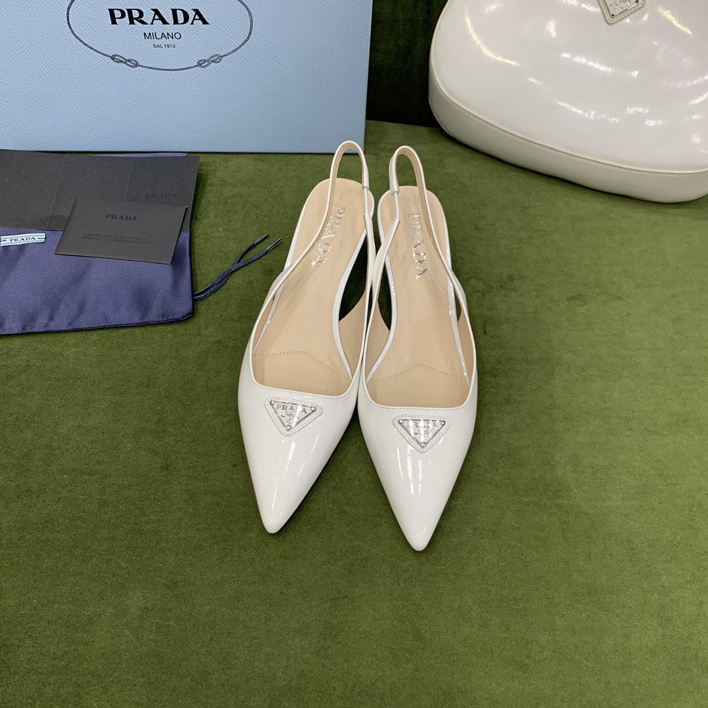 Prada Patent-leather Slingback Pumps - DopestKickz