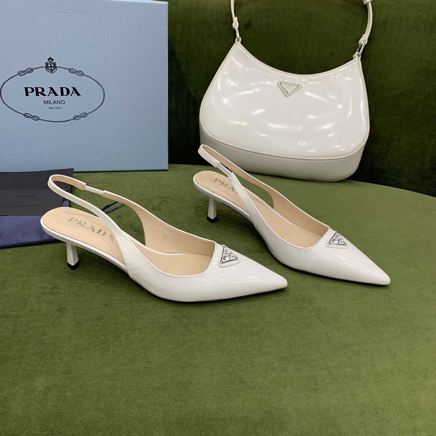 Prada Patent-leather Slingback Pumps - DopestKickz