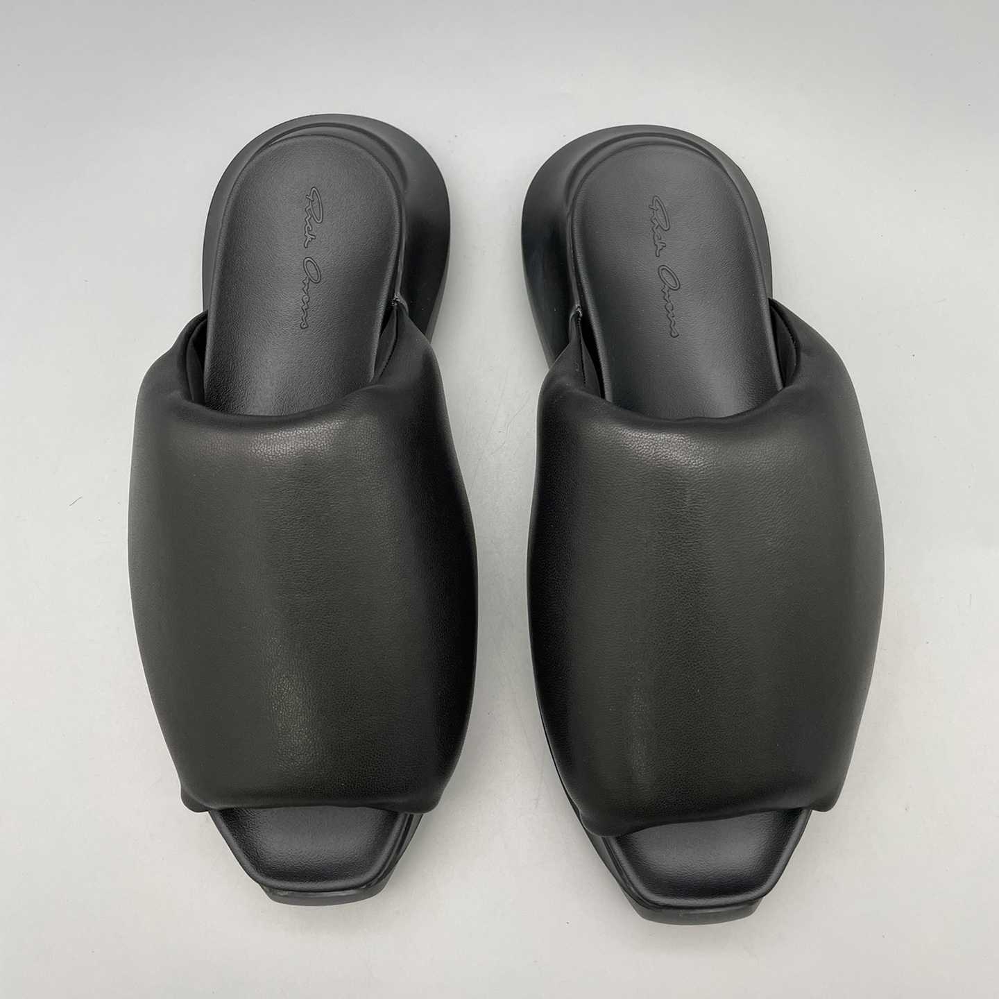 Rick Owens SS23 Edfu Geth Puffer Slide In Black - DopestKickz