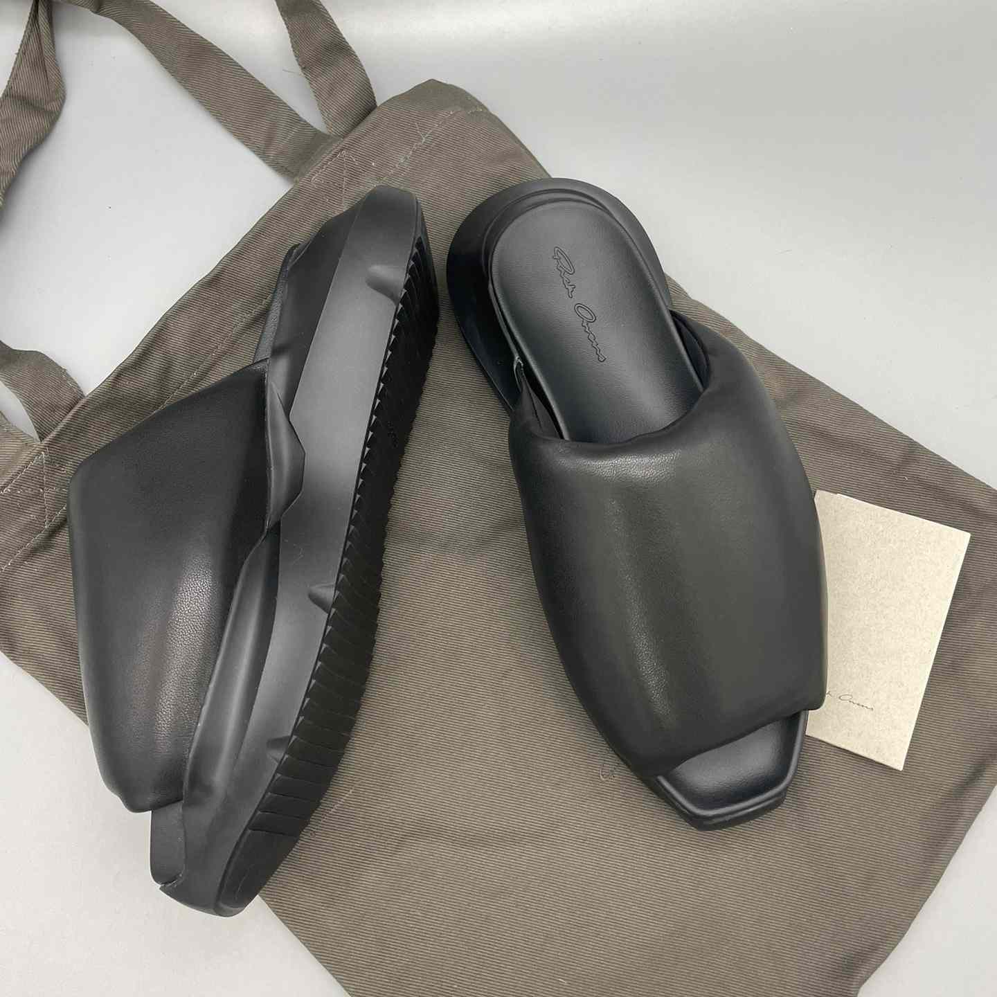 Rick Owens SS23 Edfu Geth Puffer Slide In Black - DopestKickz