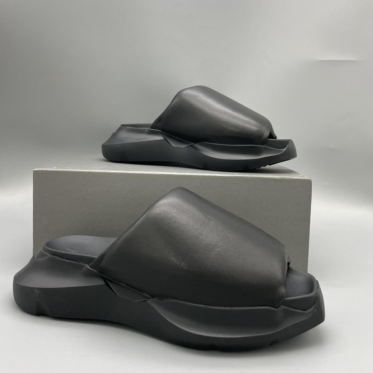 Rick Owens SS23 Edfu Geth Puffer Slide In Black - DopestKickz