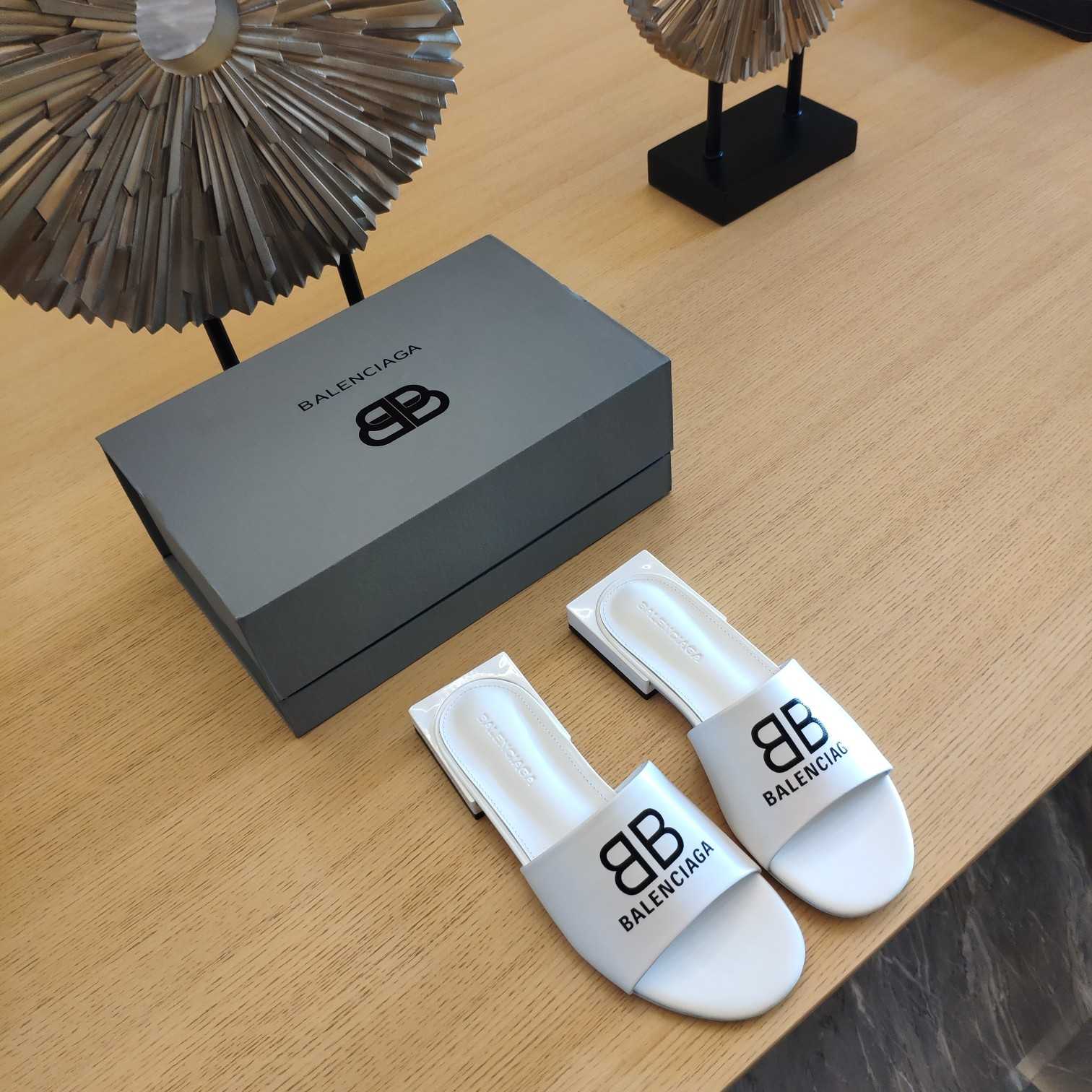 Balenciaga Box Mule Leather Sandals - DopestKickz