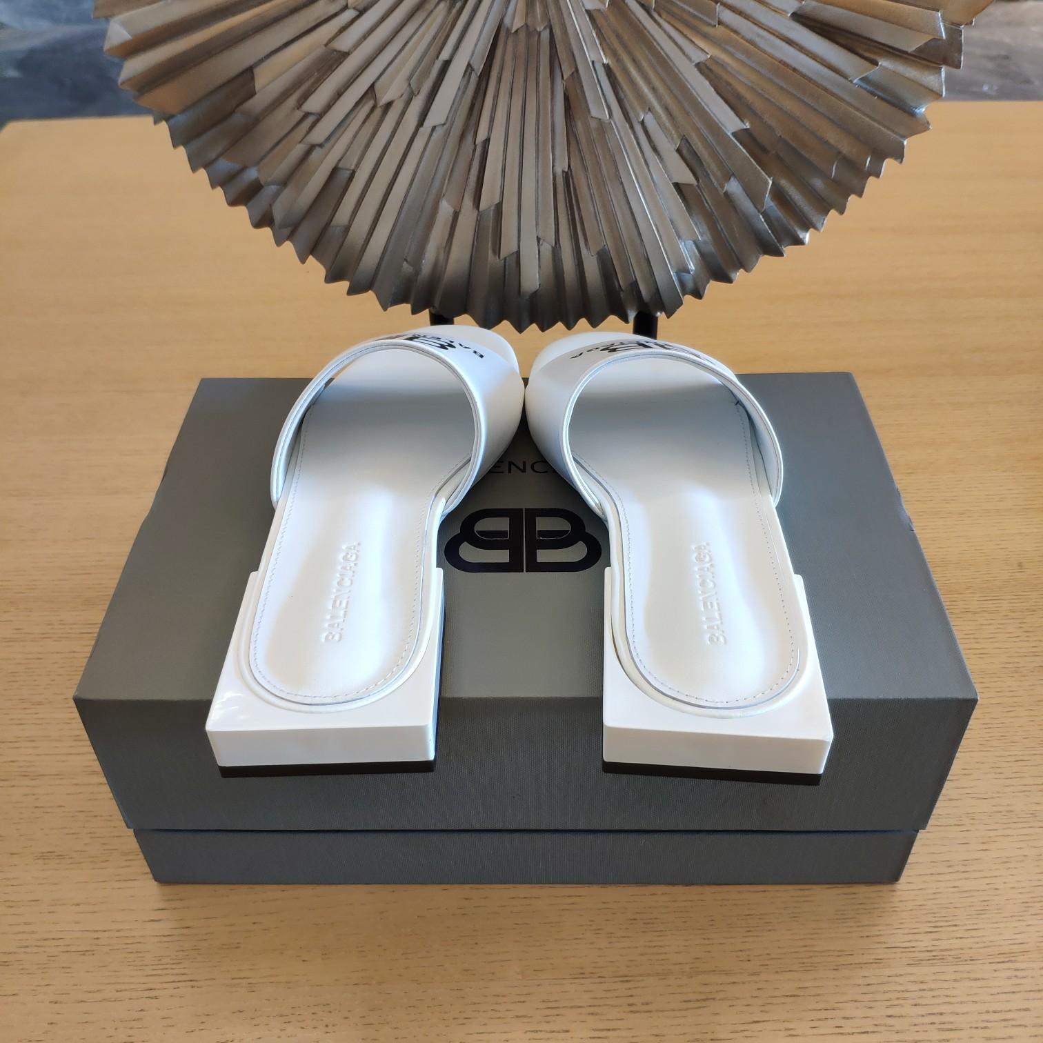 Balenciaga Box Mule Leather Sandals - DopestKickz