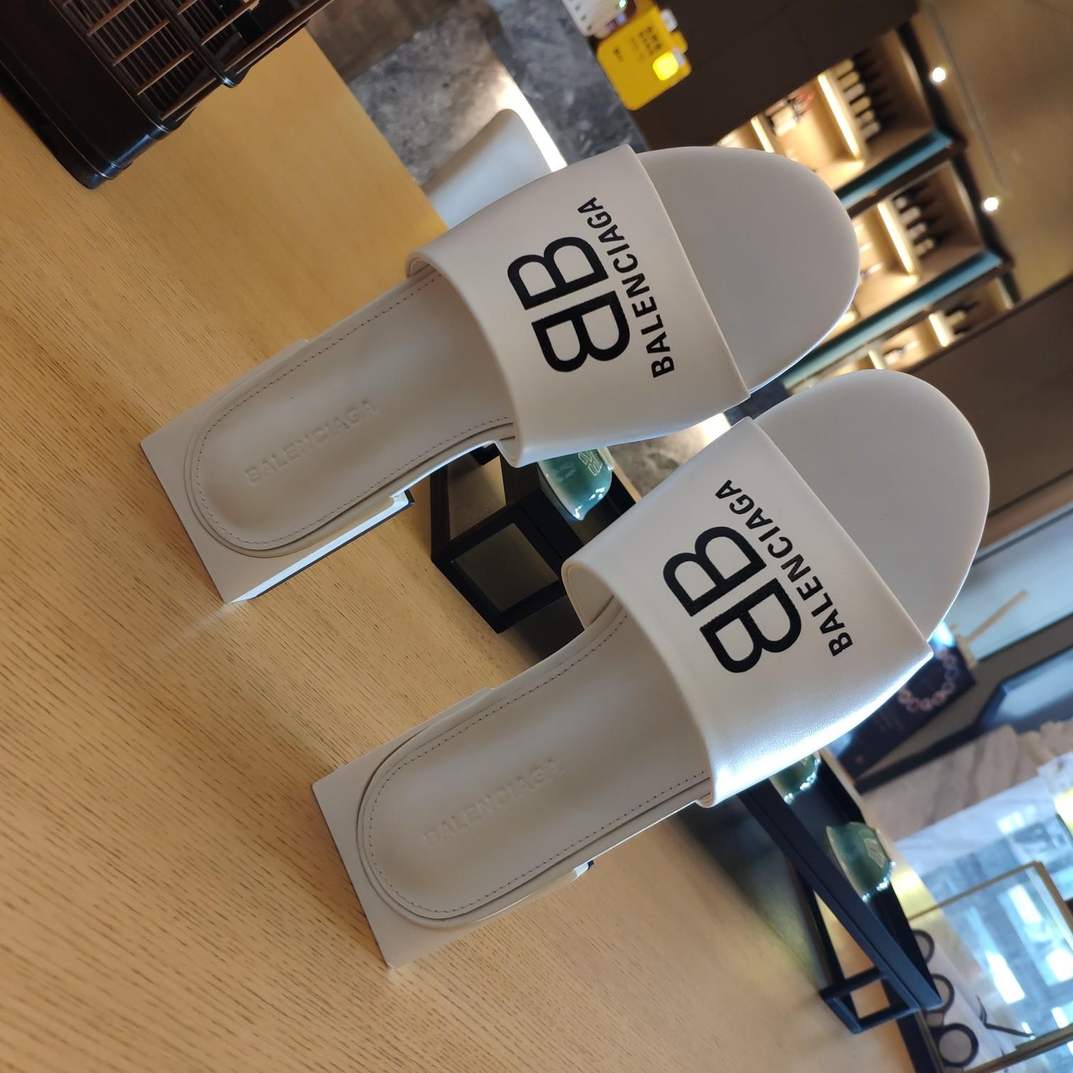 Balenciaga Box Mule Leather Sandals - DopestKickz