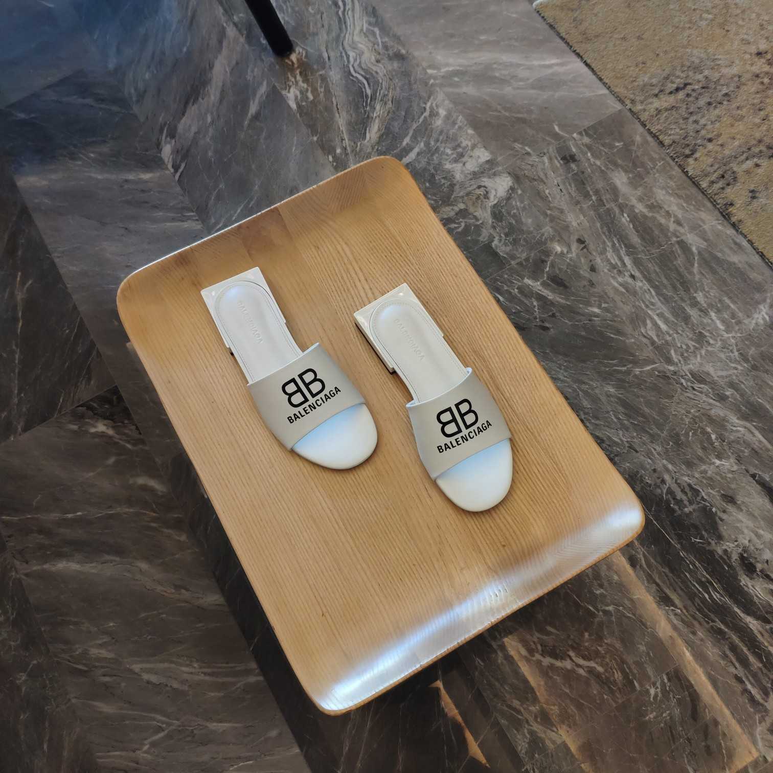 Balenciaga Box Mule Leather Sandals - DopestKickz