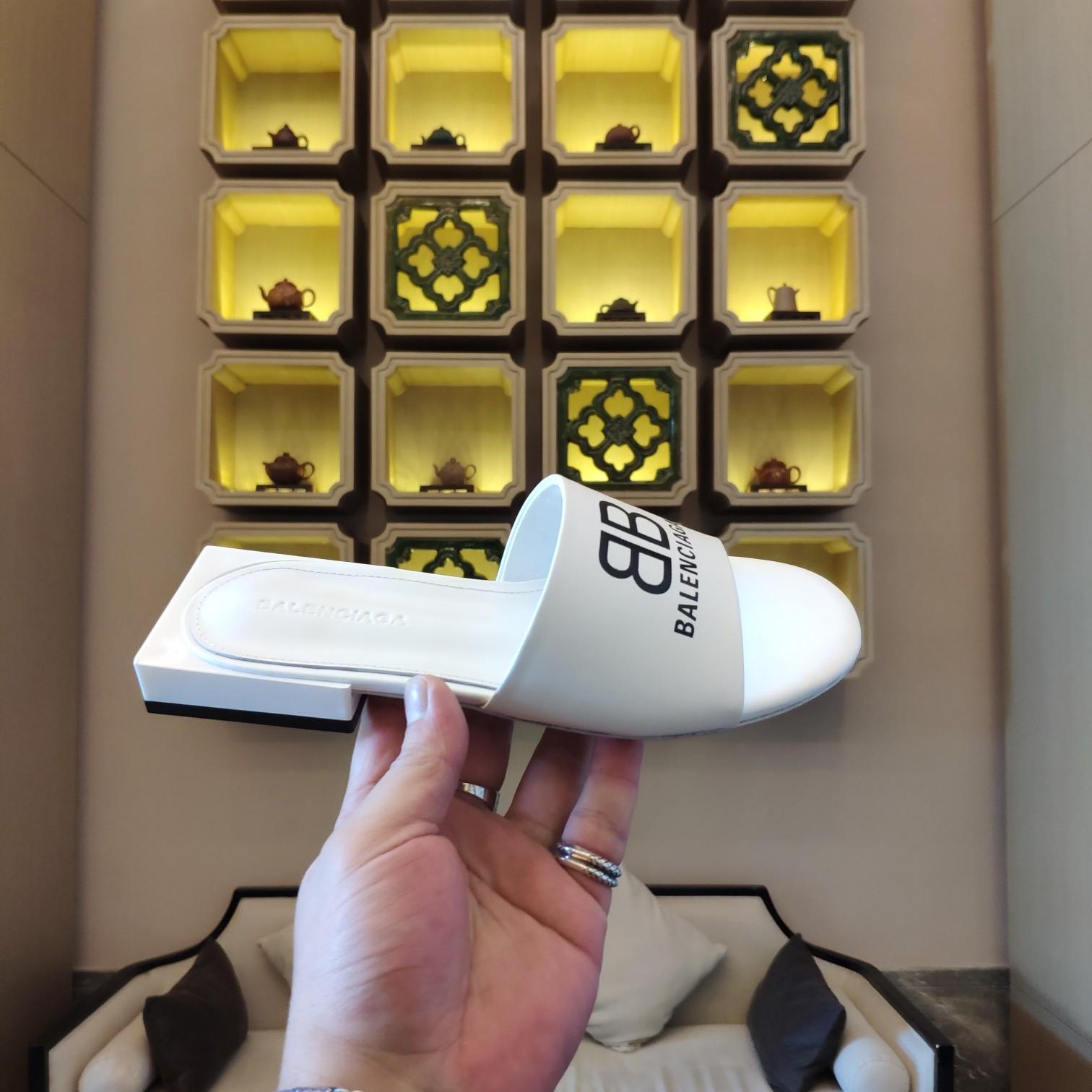 Balenciaga Box Mule Leather Sandals - DopestKickz