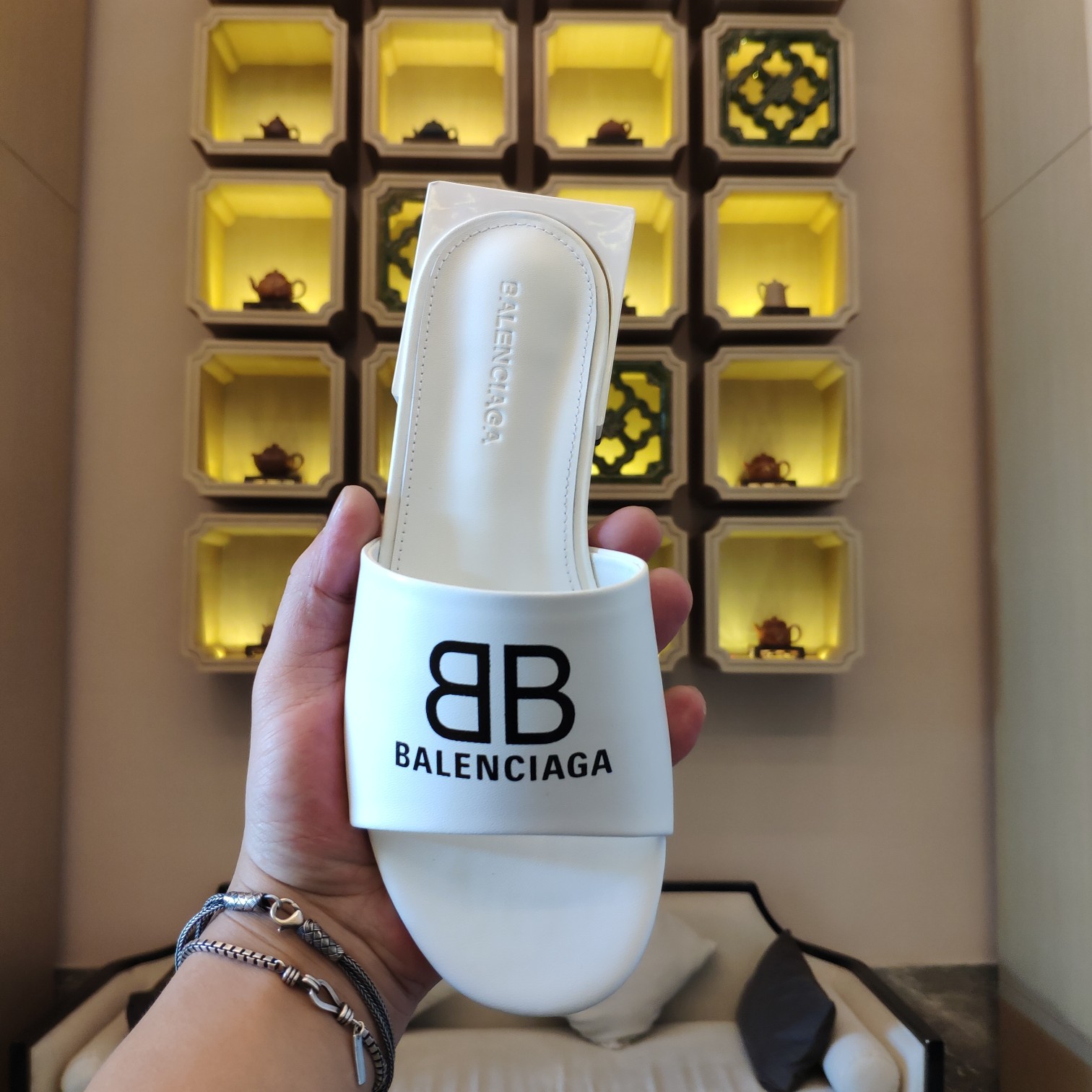 Balenciaga Box Mule Leather Sandals - DopestKickz