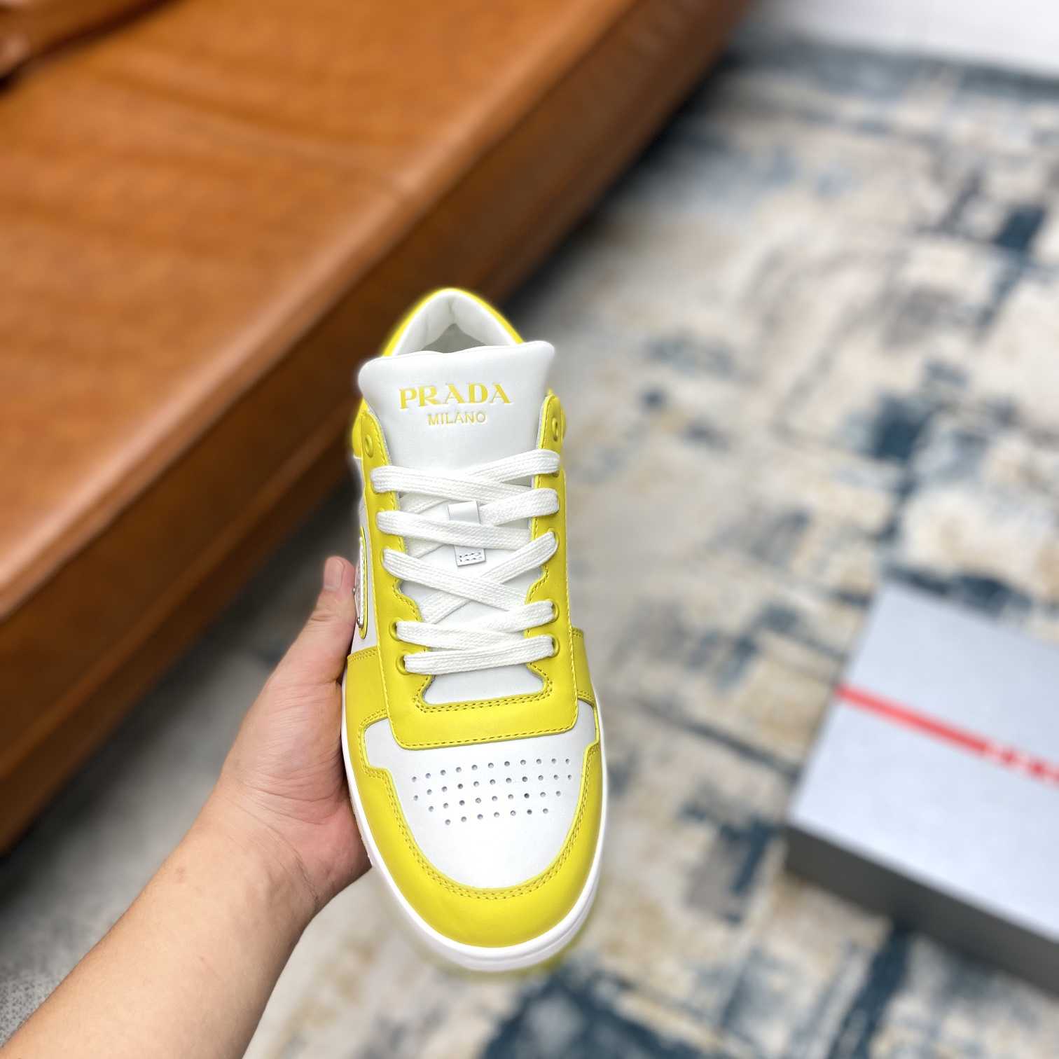 Prada Downtown Leather Sneakers - DopestKickz