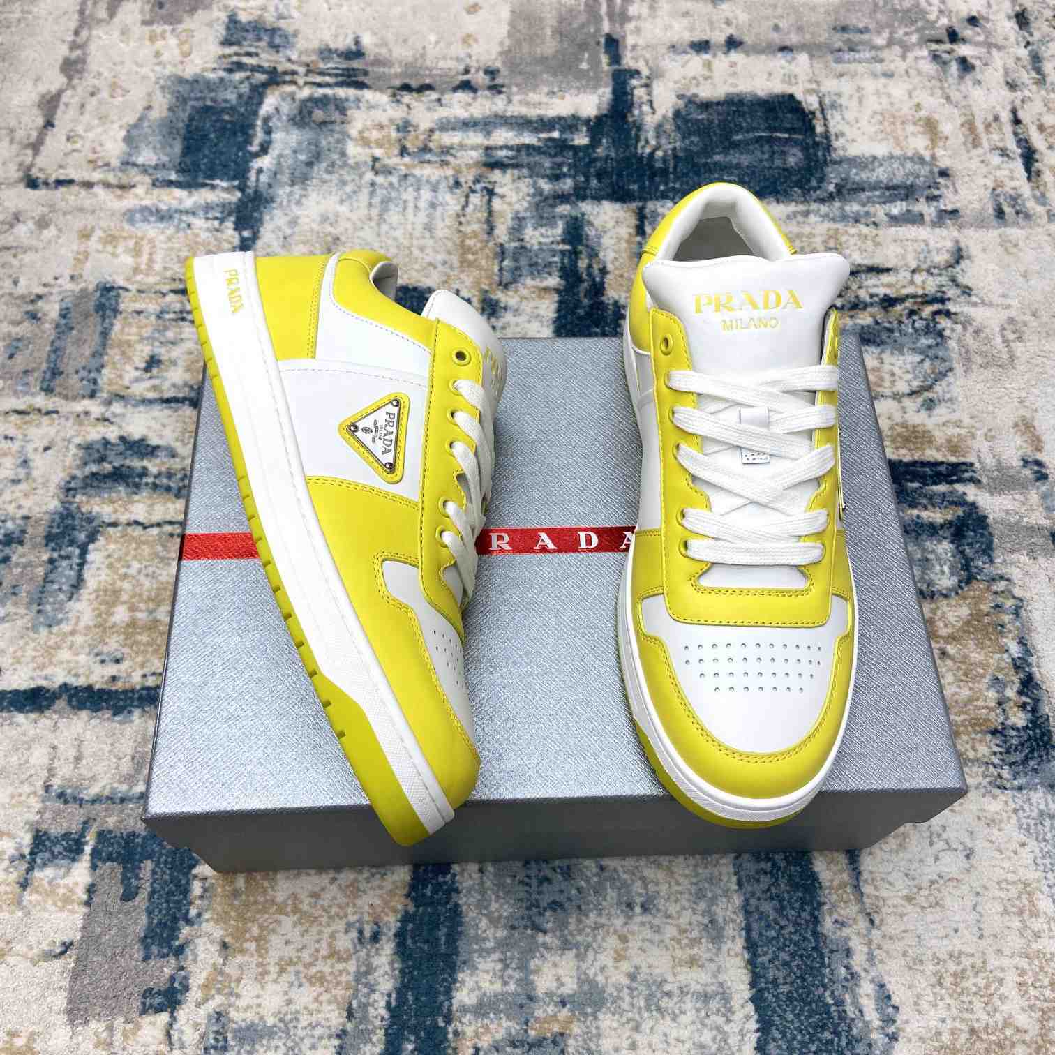 Prada Downtown Leather Sneakers - DopestKickz