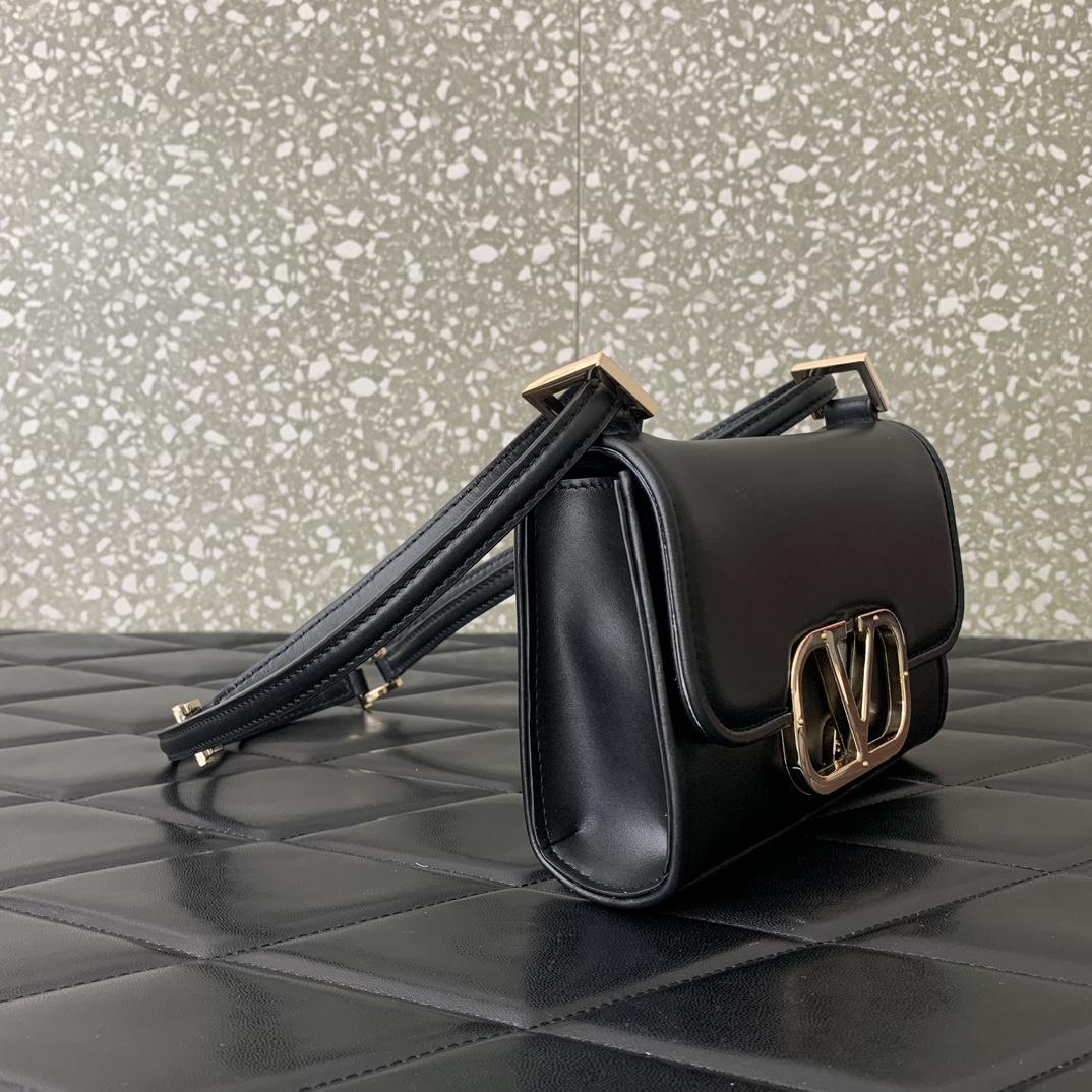 Valenti Small VLogo Type Shoulder Bag In Calfskin - DopestKickz