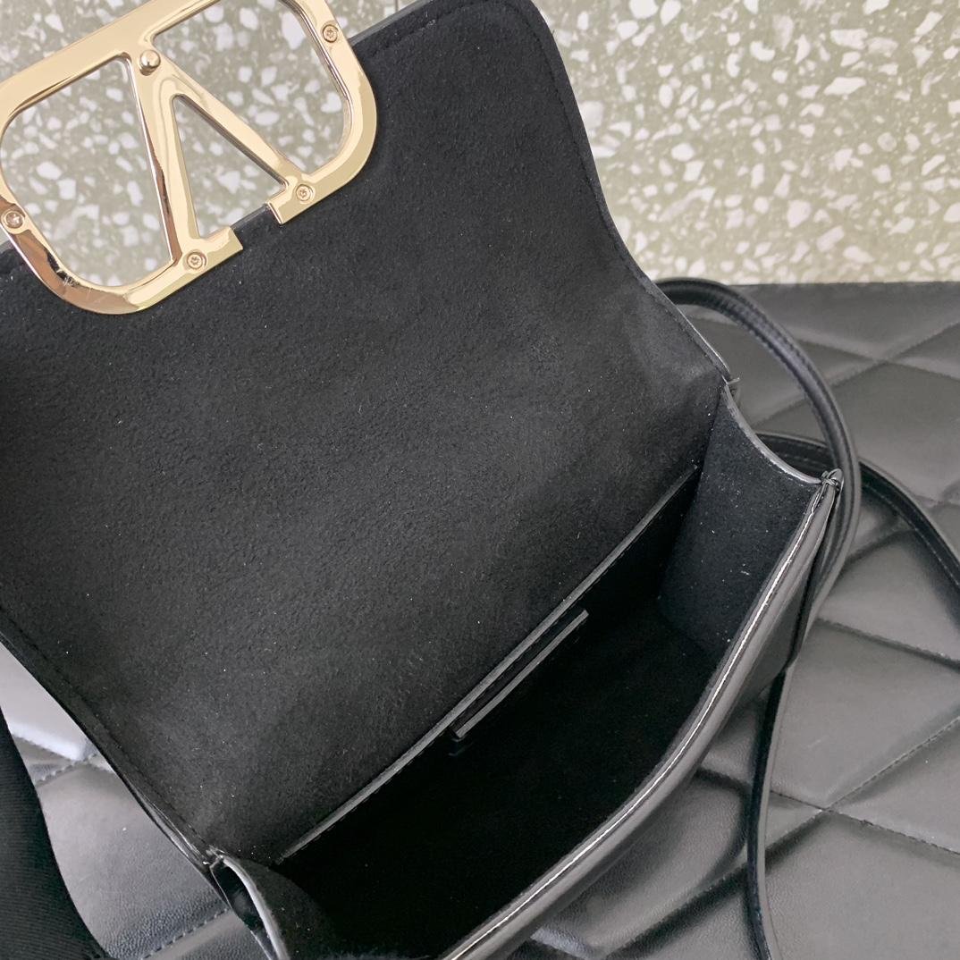 Valenti Small VLogo Type Shoulder Bag In Calfskin - DopestKickz