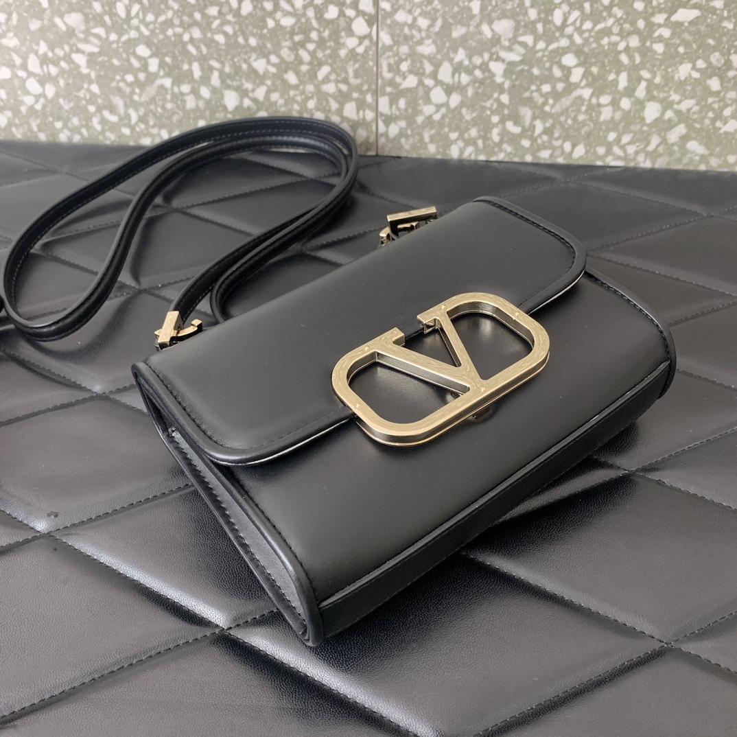 Valenti Small VLogo Type Shoulder Bag In Calfskin - DopestKickz