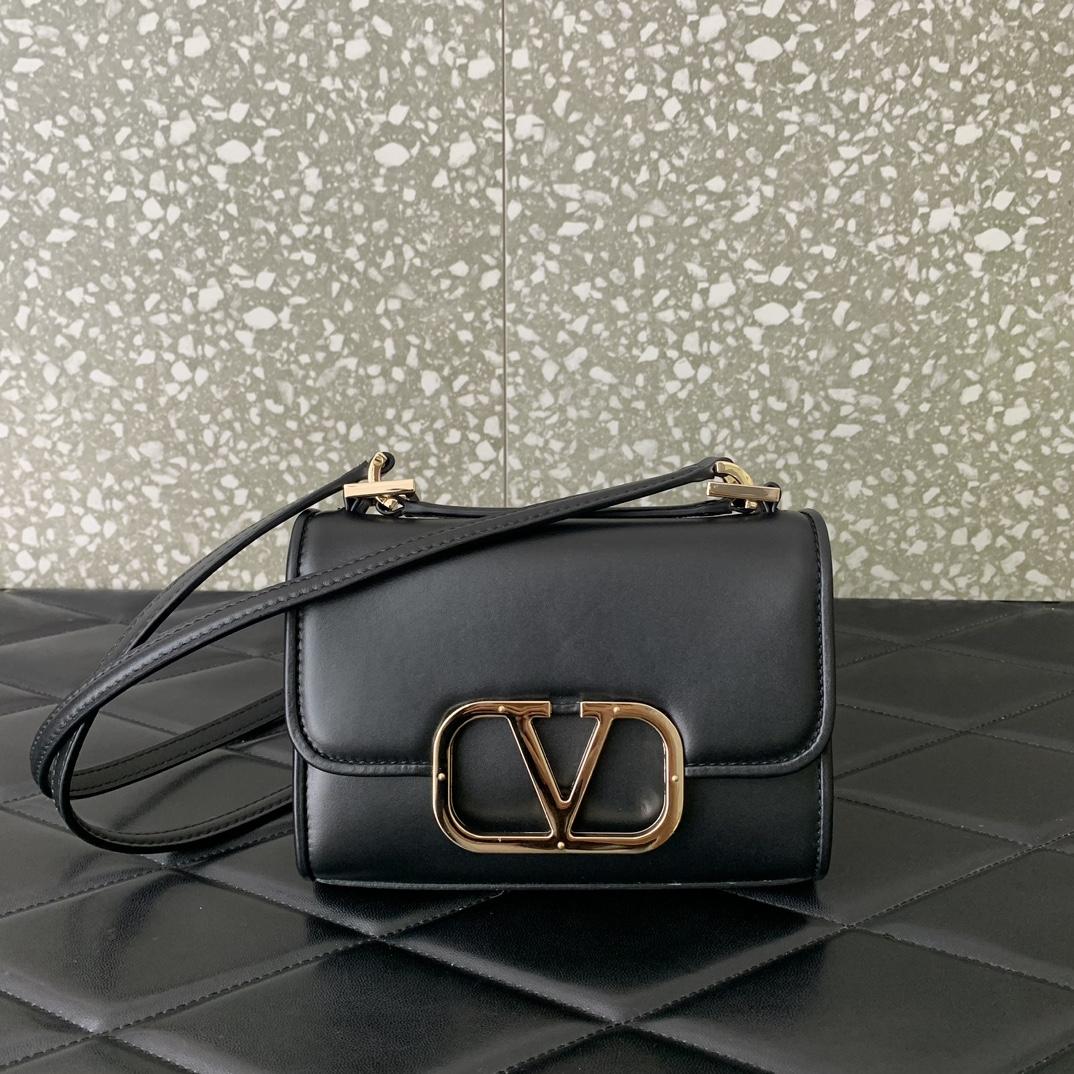 Valenti Small VLogo Type Shoulder Bag In Calfskin - DopestKickz