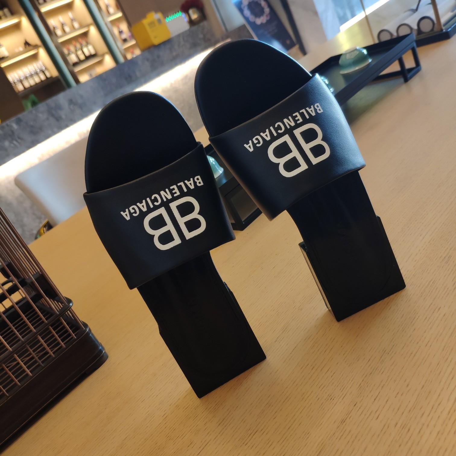 Balenciaga Box Mule Leather Sandals - DopestKickz