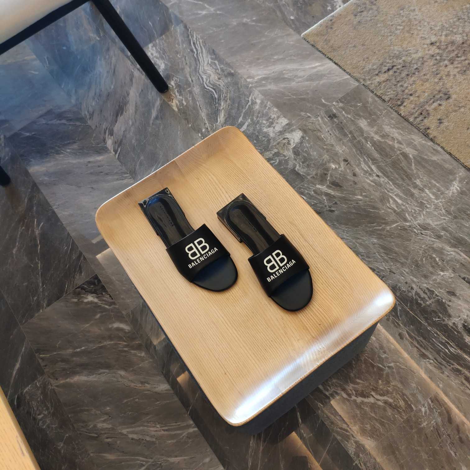 Balenciaga Box Mule Leather Sandals - DopestKickz