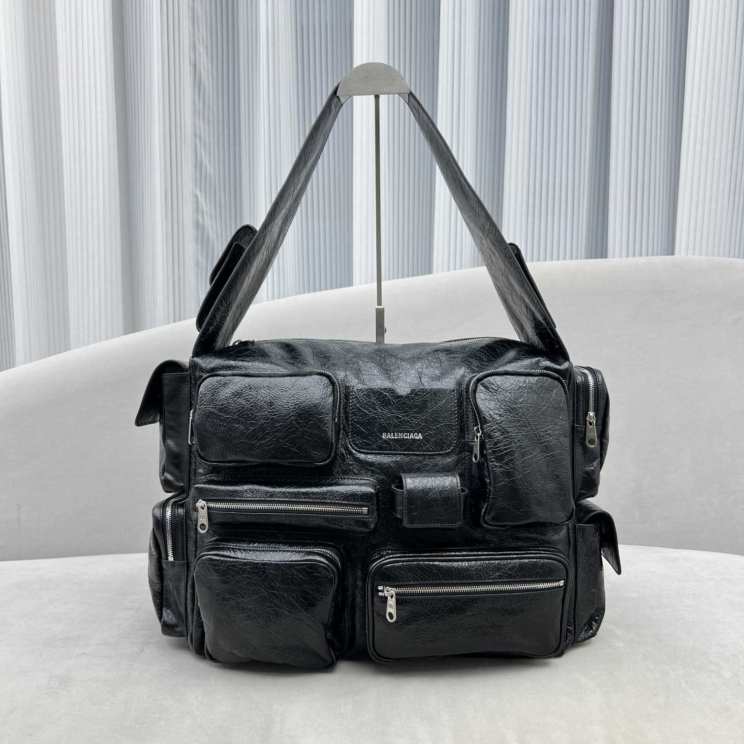 Balenciaga Logo Zipped Shoulder Bag(40x28x18cm) - DopestKickz