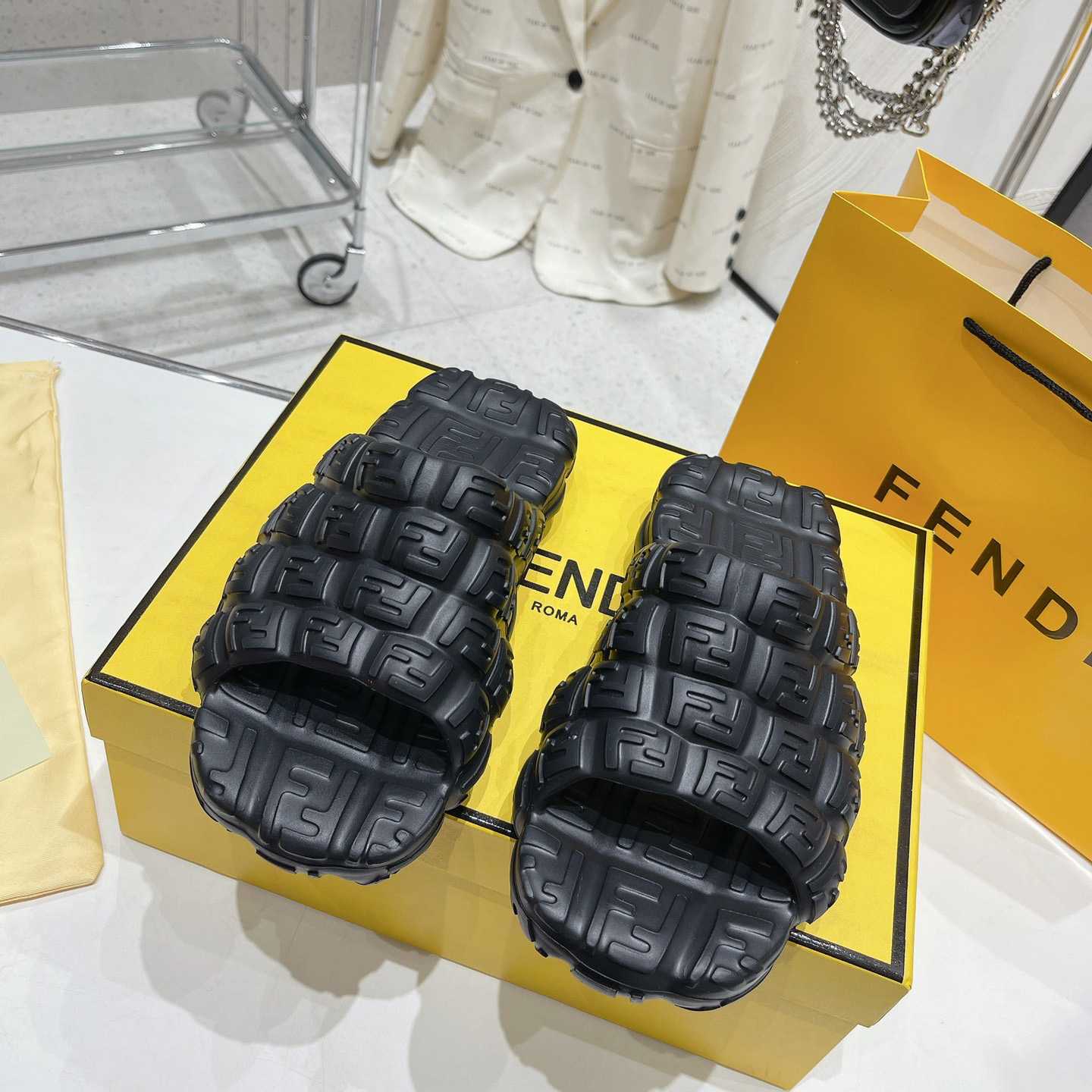 Fendi Cloud Slides Orange Rubber Slides - DopestKickz