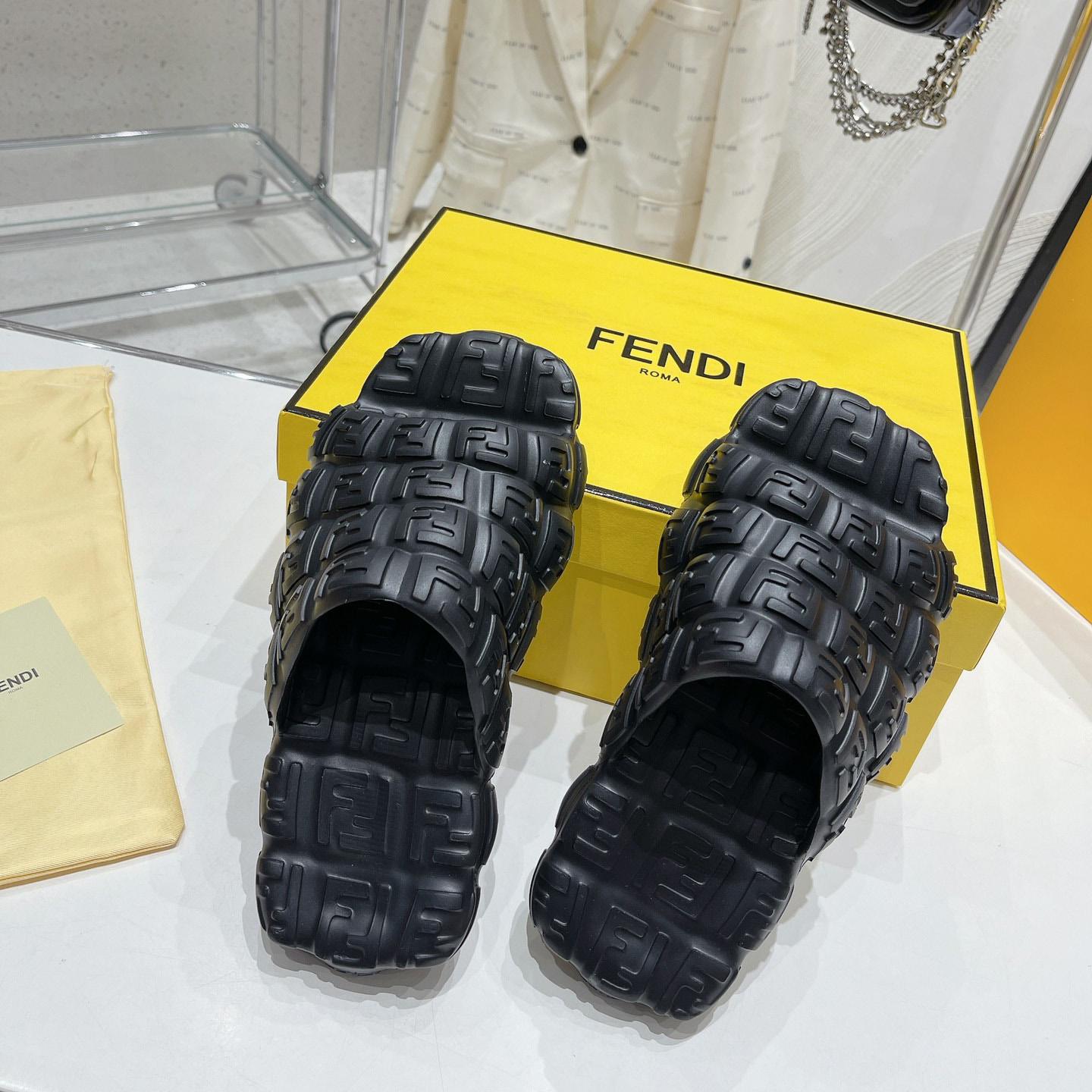 Fendi Cloud Slides Orange Rubber Slides - DopestKickz