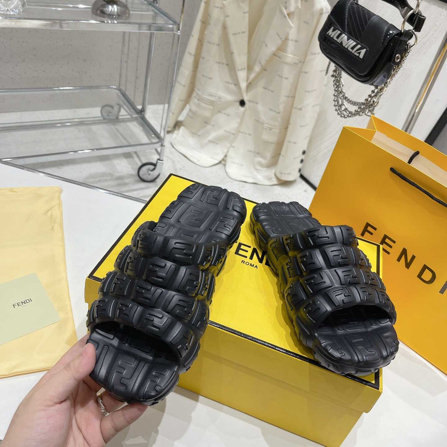 Fendi Cloud Slides Orange Rubber Slides - DopestKickz