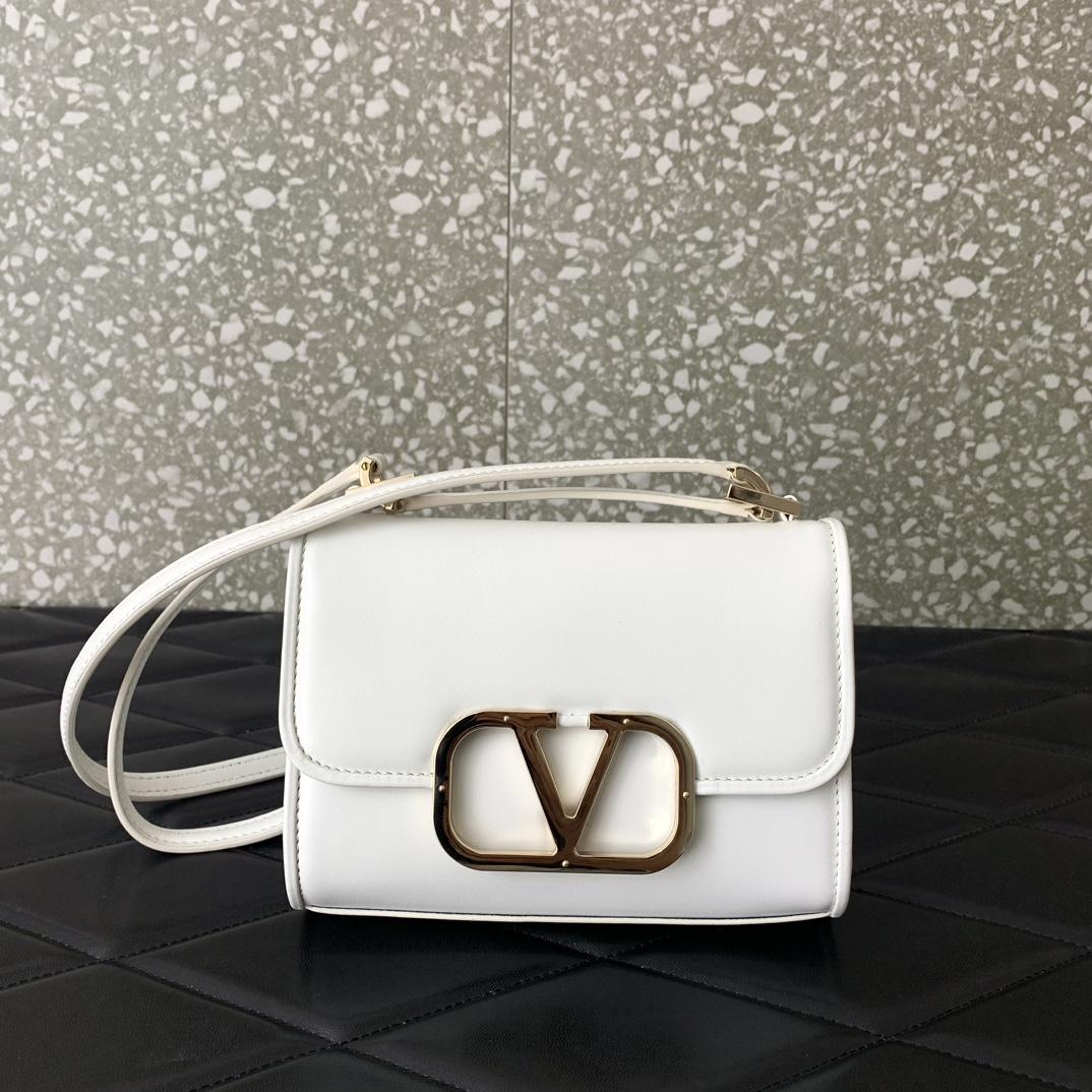 Valenti Small VLogo Type Shoulder Bag In Calfskin - DopestKickz