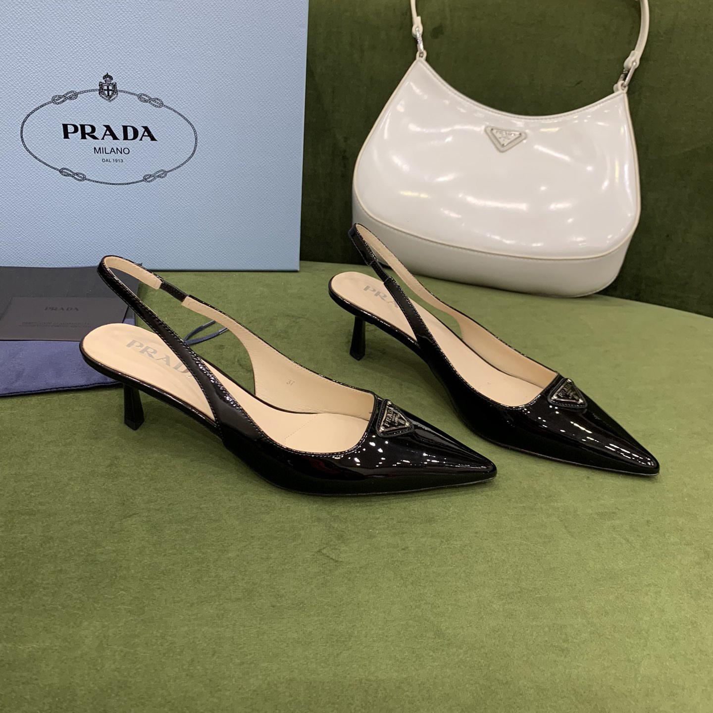 Prada Patent-leather Slingback Pumps - DopestKickz
