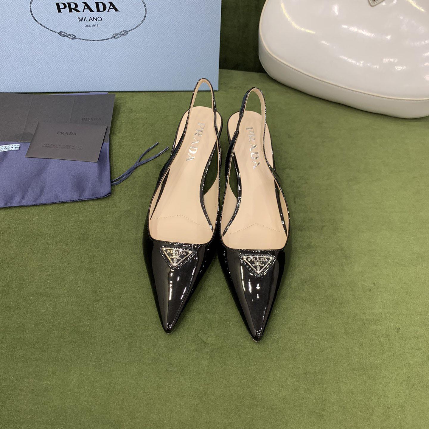 Prada Patent-leather Slingback Pumps - DopestKickz