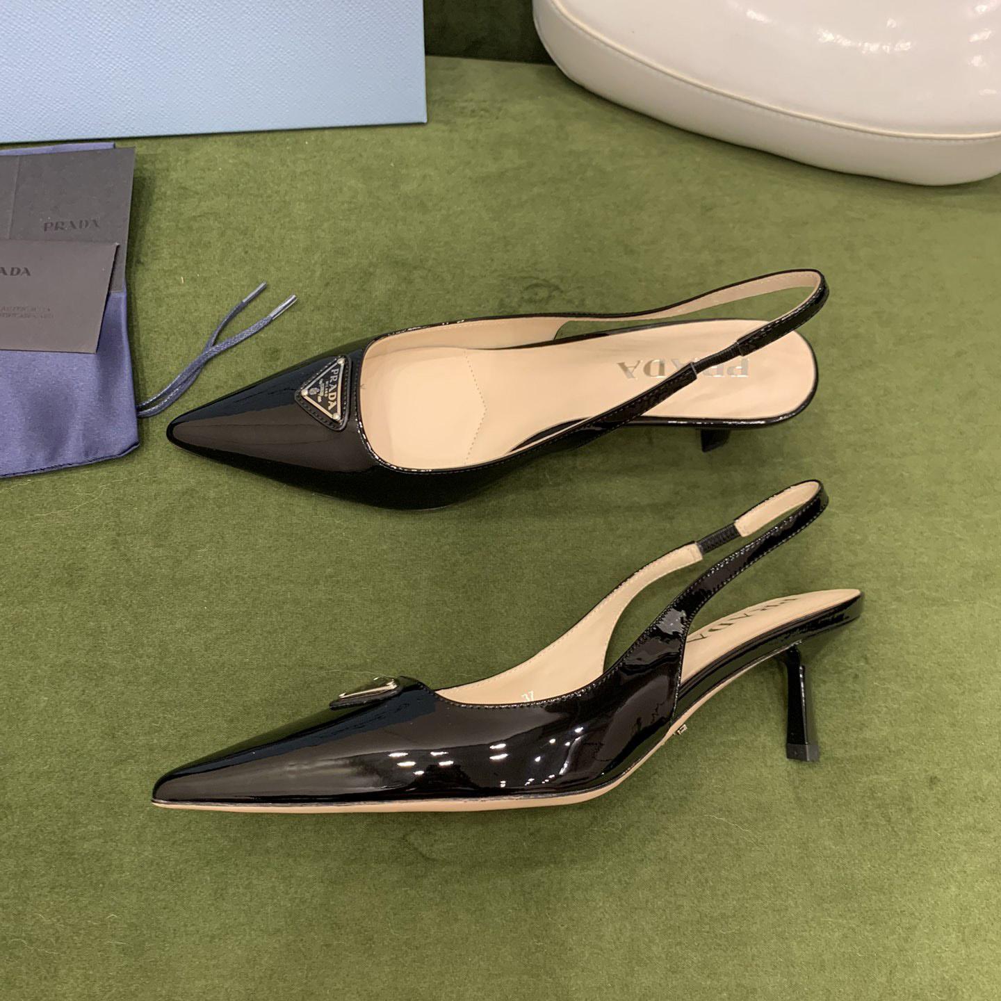 Prada Patent-leather Slingback Pumps - DopestKickz