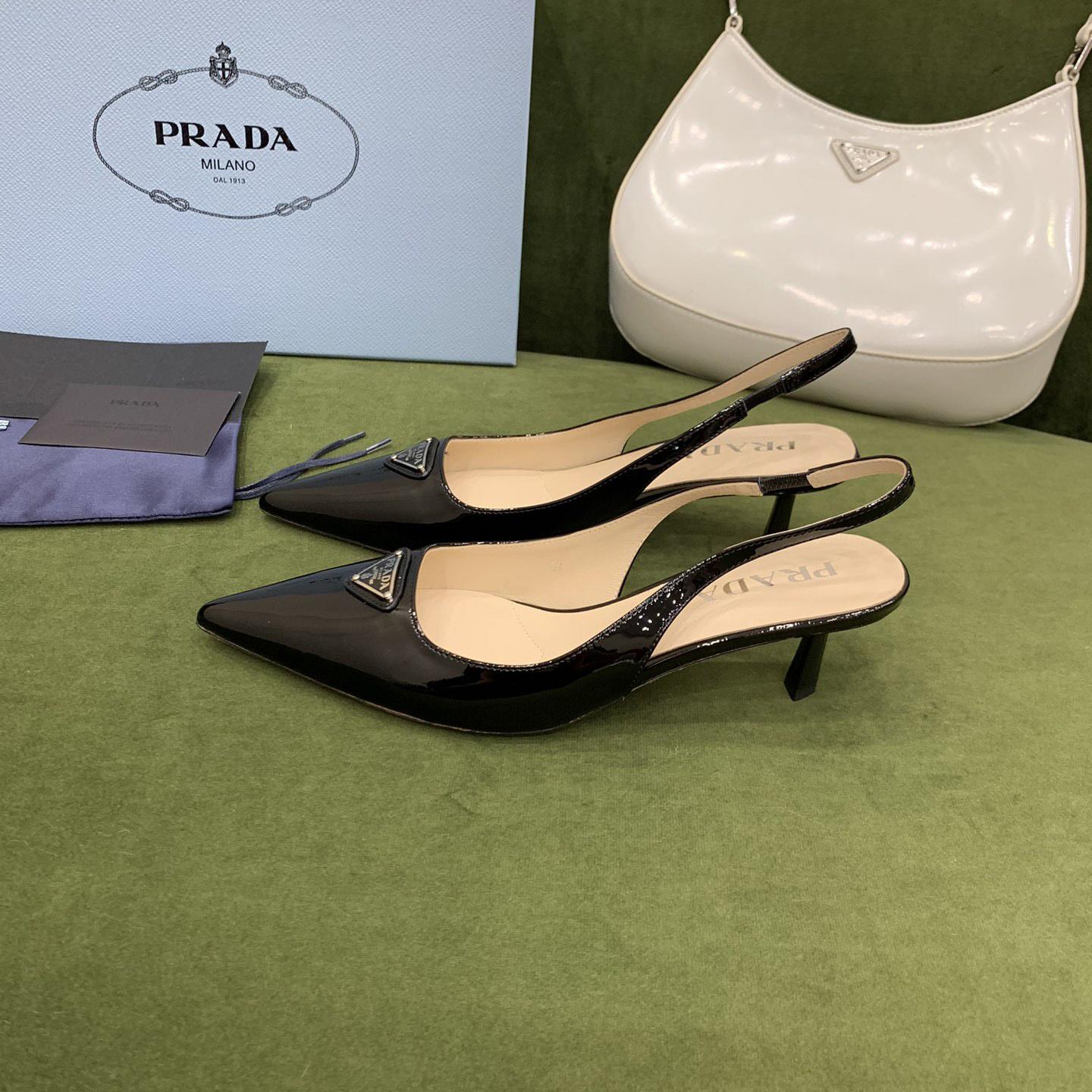 Prada Patent-leather Slingback Pumps - DopestKickz