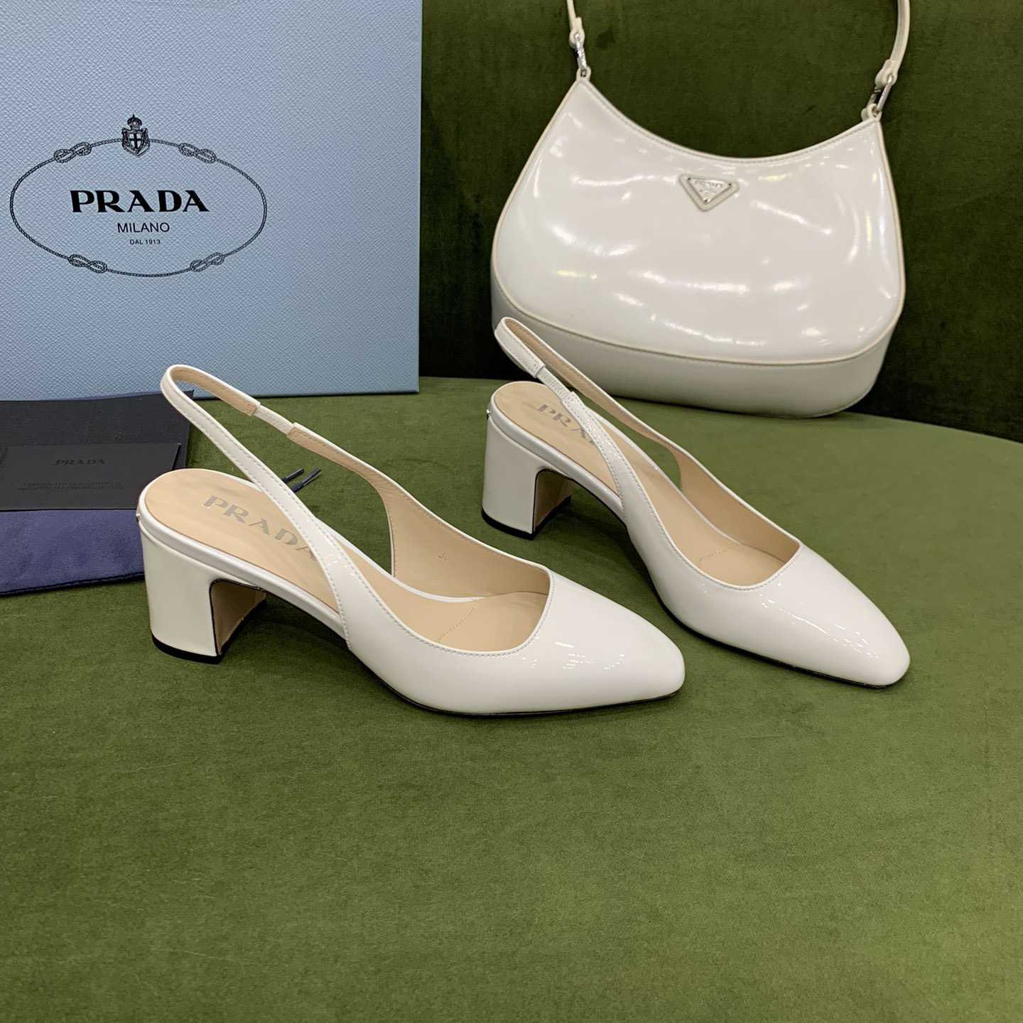 Prada Patent-leather Slingback Pumps - DopestKickz