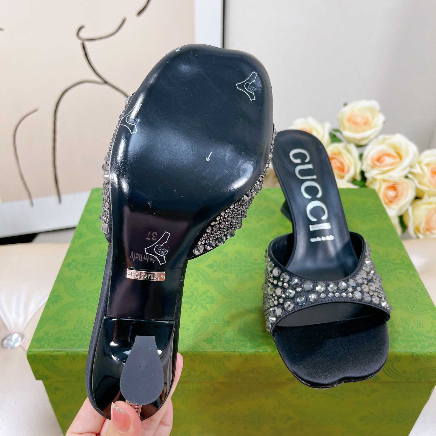 Gucci Women's Slide Sandal With Crystals - DopestKickz