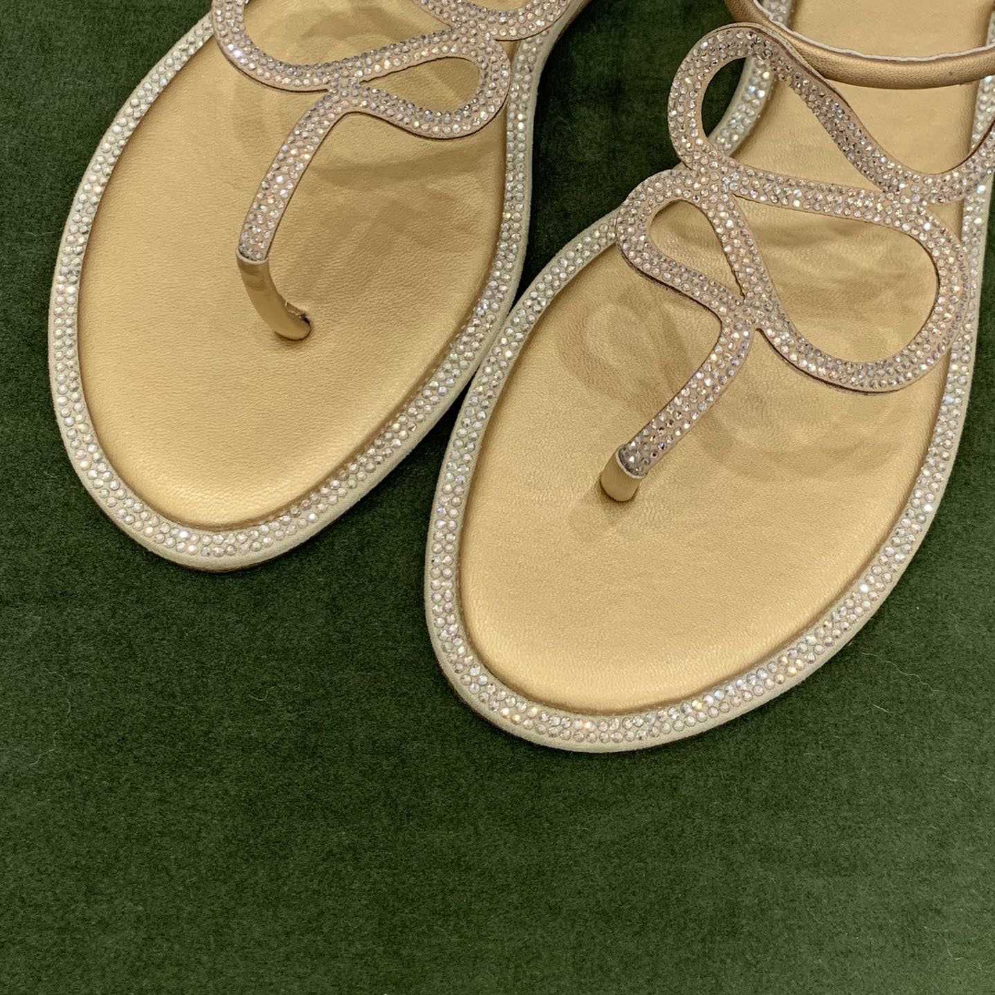 Rene Caovilla Snake Crystal Embellished Flat Sandals - DopestKickz