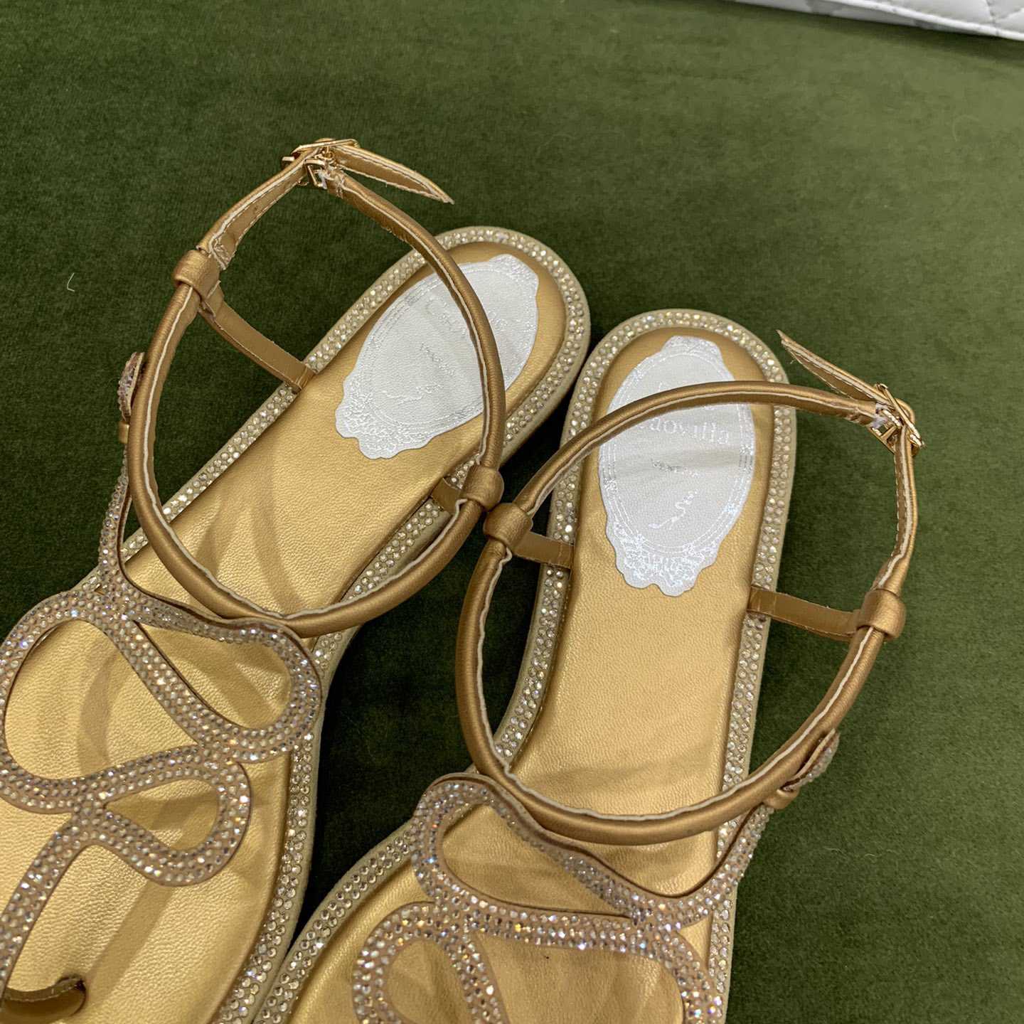 Rene Caovilla Snake Crystal Embellished Flat Sandals - DopestKickz