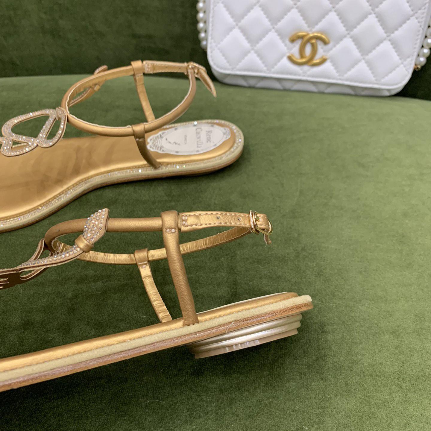 Rene Caovilla Snake Crystal Embellished Flat Sandals - DopestKickz