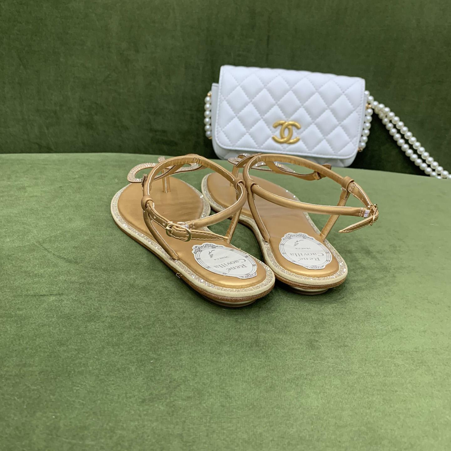 Rene Caovilla Snake Crystal Embellished Flat Sandals - DopestKickz