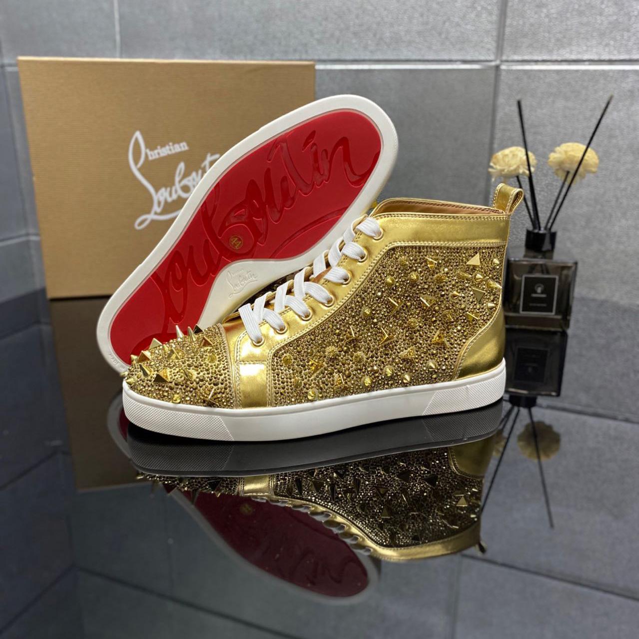 Christian Louboutin Full Diamond High-Top Sneakers - DopestKickz