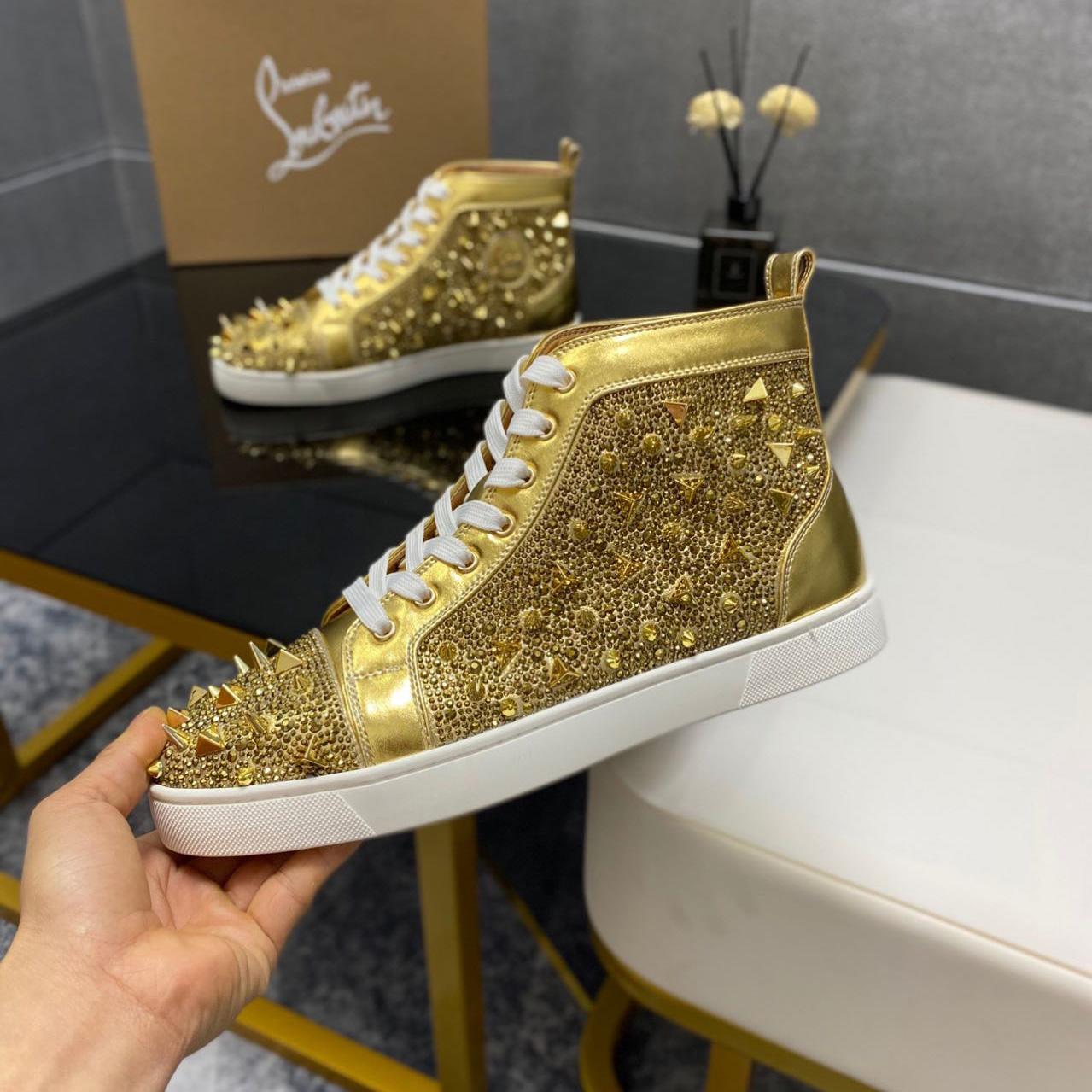 Christian Louboutin Full Diamond High-Top Sneakers - DopestKickz