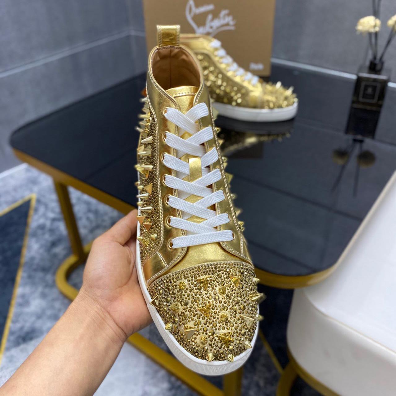 Christian Louboutin Full Diamond High-Top Sneakers - DopestKickz