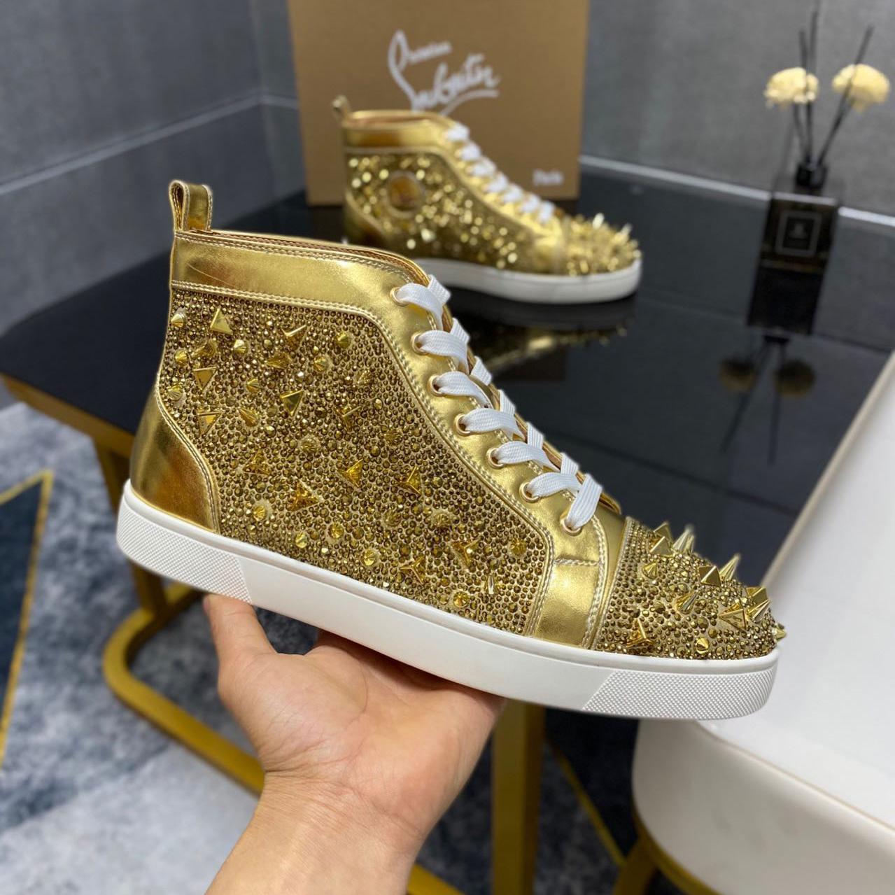 Christian Louboutin Full Diamond High-Top Sneakers - DopestKickz