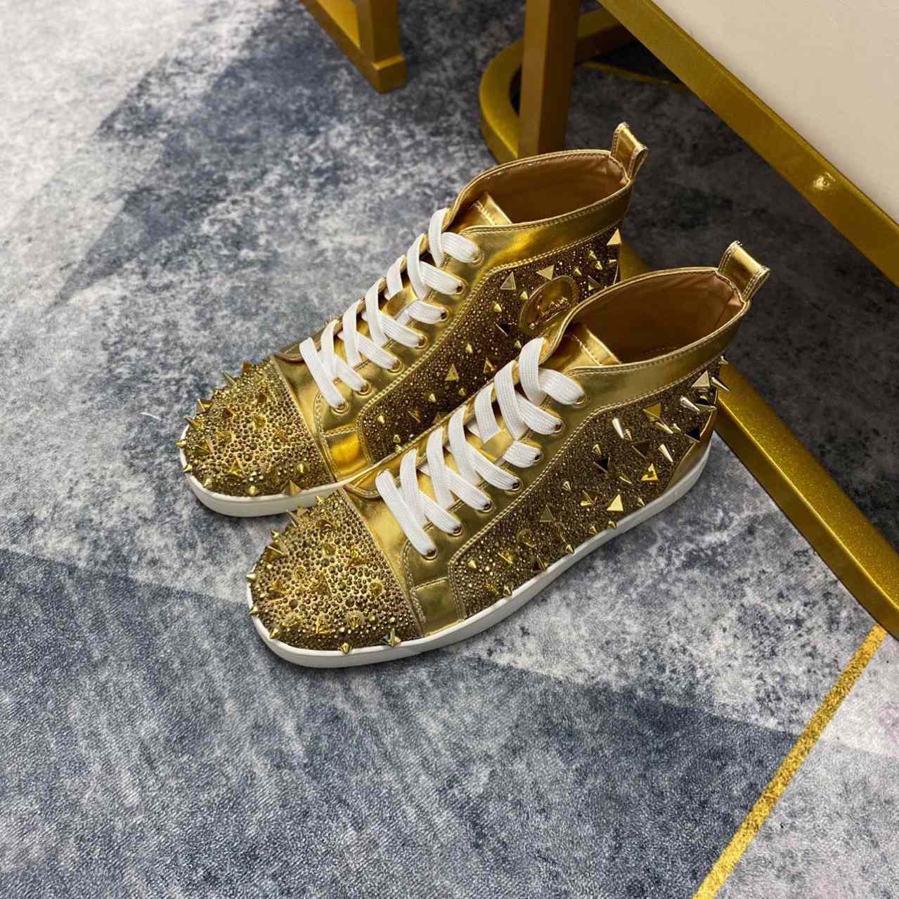 Christian Louboutin Full Diamond High-Top Sneakers - DopestKickz