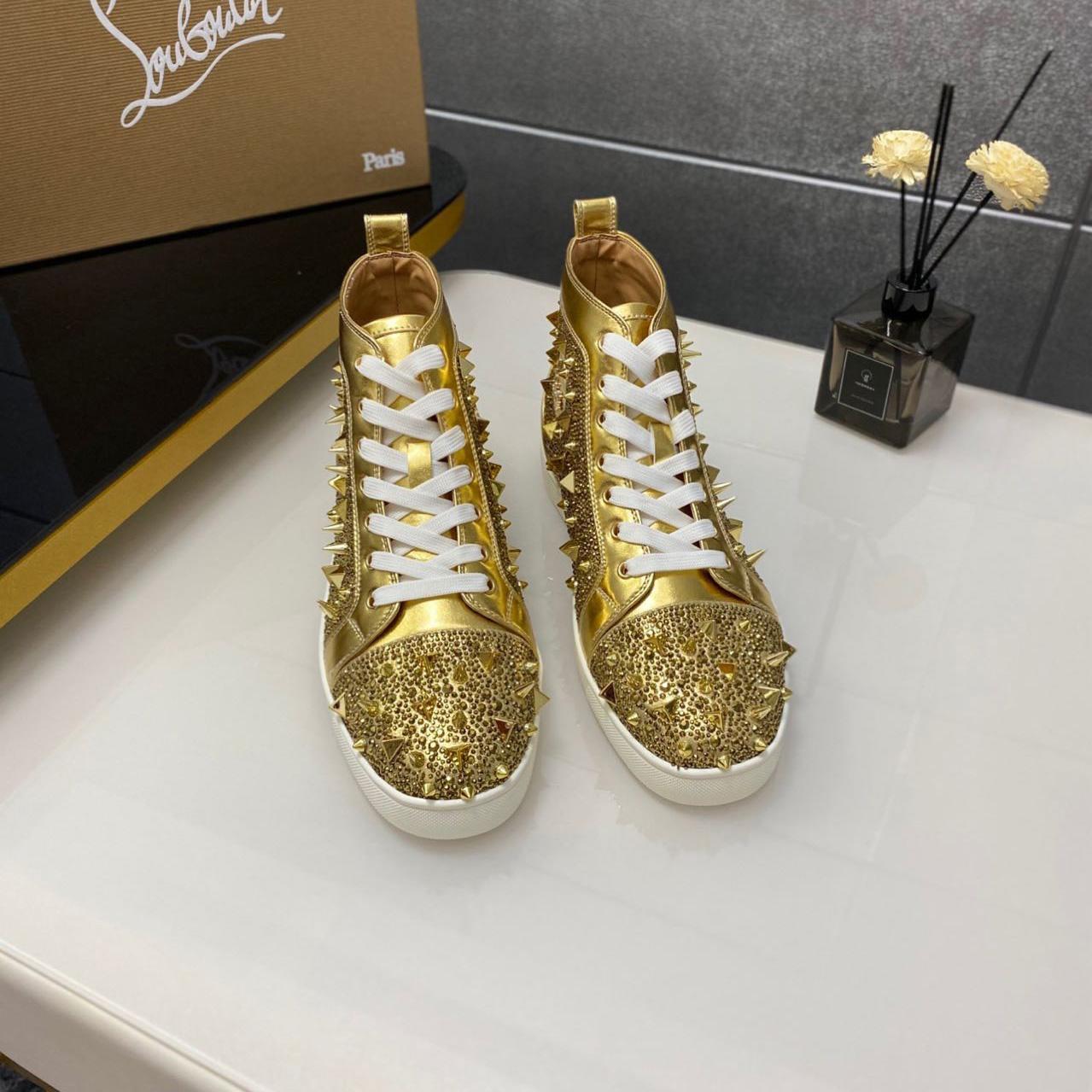 Christian Louboutin Full Diamond High-Top Sneakers - DopestKickz