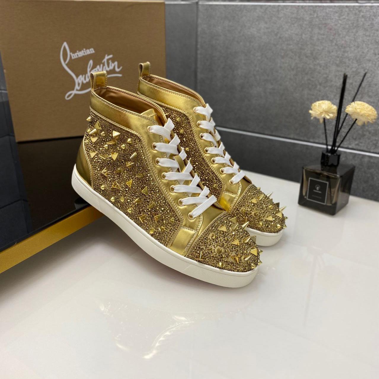 Christian Louboutin Full Diamond High-Top Sneakers - DopestKickz