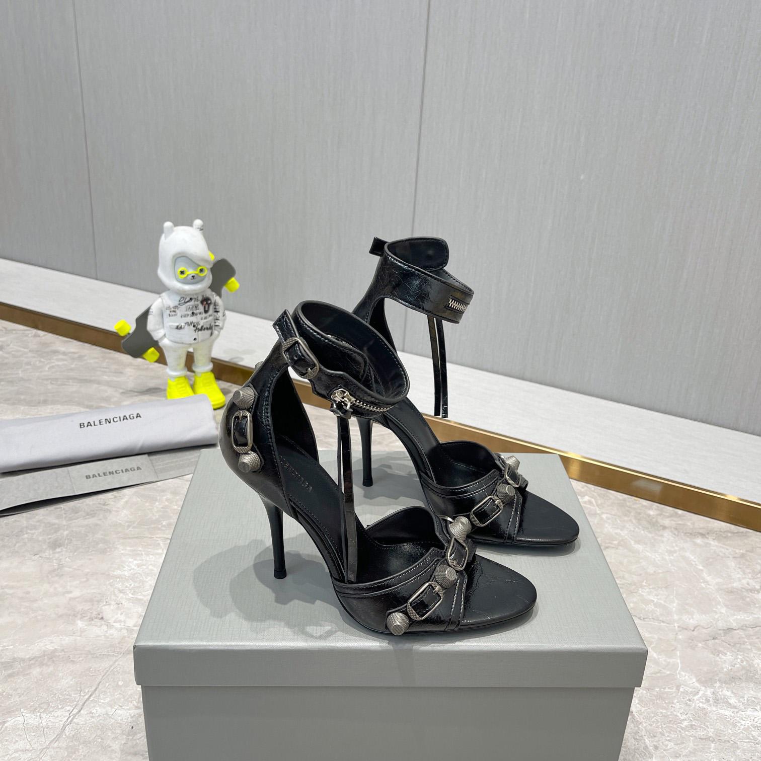 Balenciaga Cagole 110mm Sandal In Black Arena Lambskin - DopestKickz