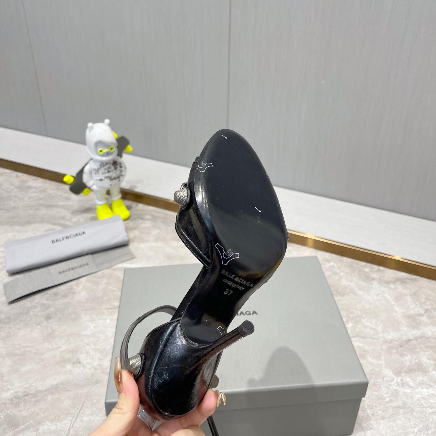 Balenciaga Cagole 110mm Sandal In Black Arena Lambskin - DopestKickz