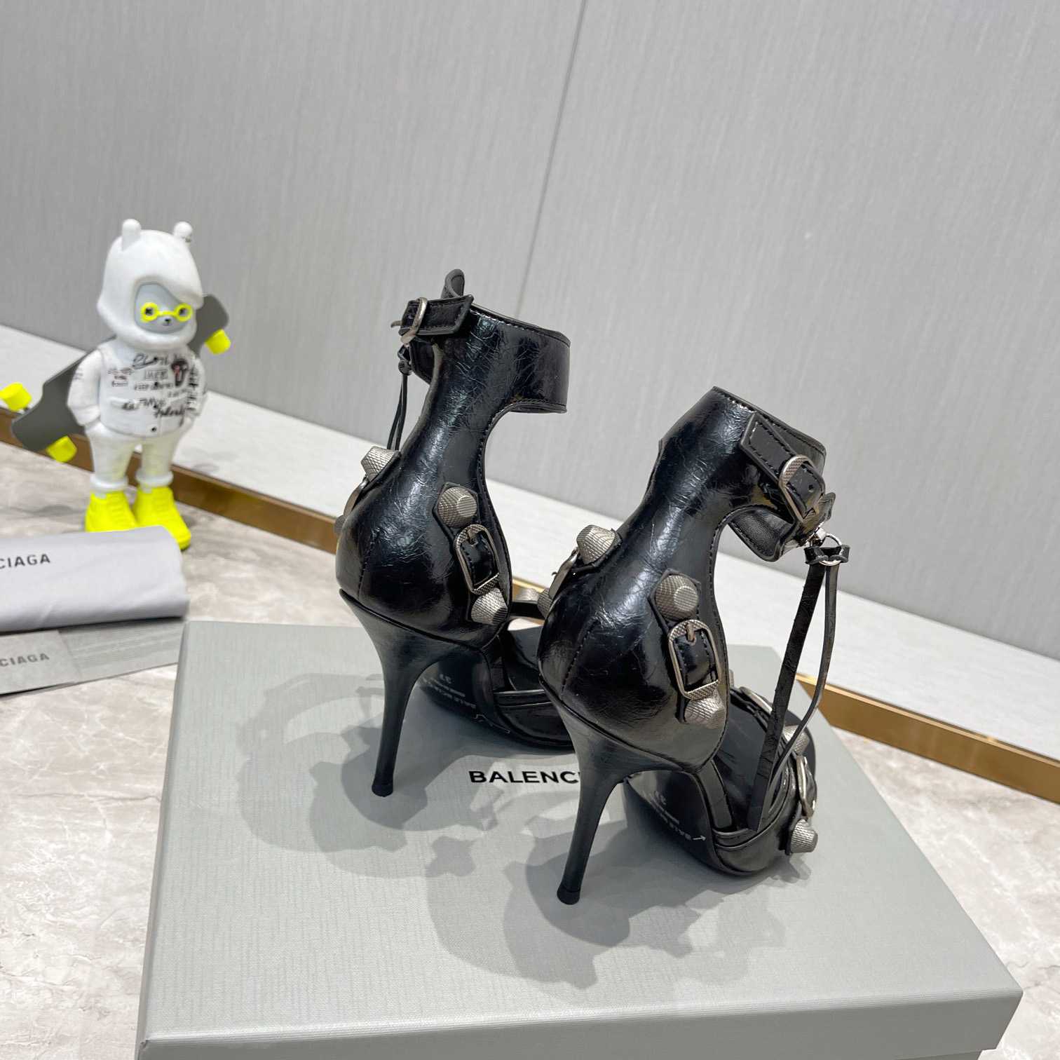 Balenciaga Cagole 110mm Sandal In Black Arena Lambskin - DopestKickz