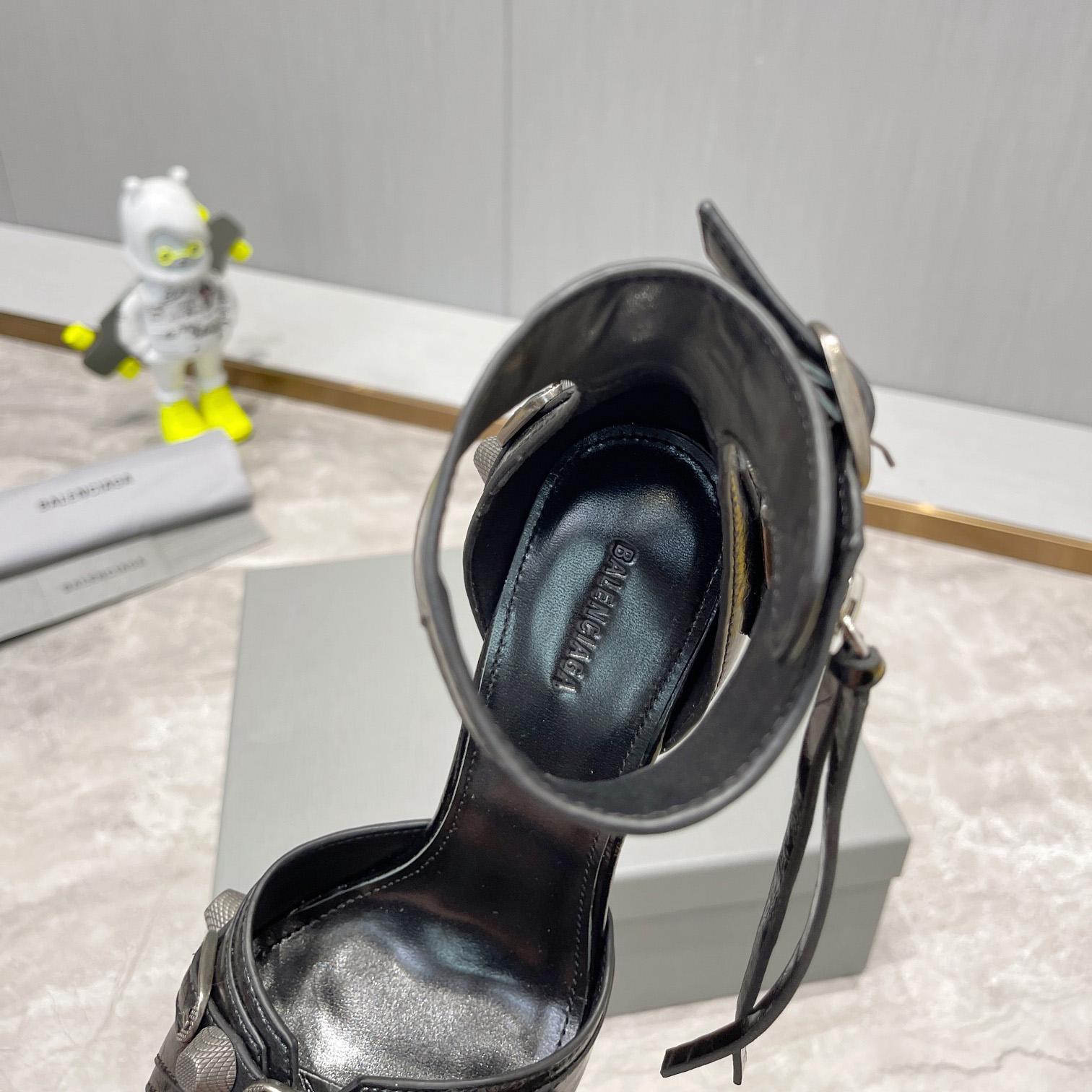 Balenciaga Cagole 110mm Sandal In Black Arena Lambskin - DopestKickz