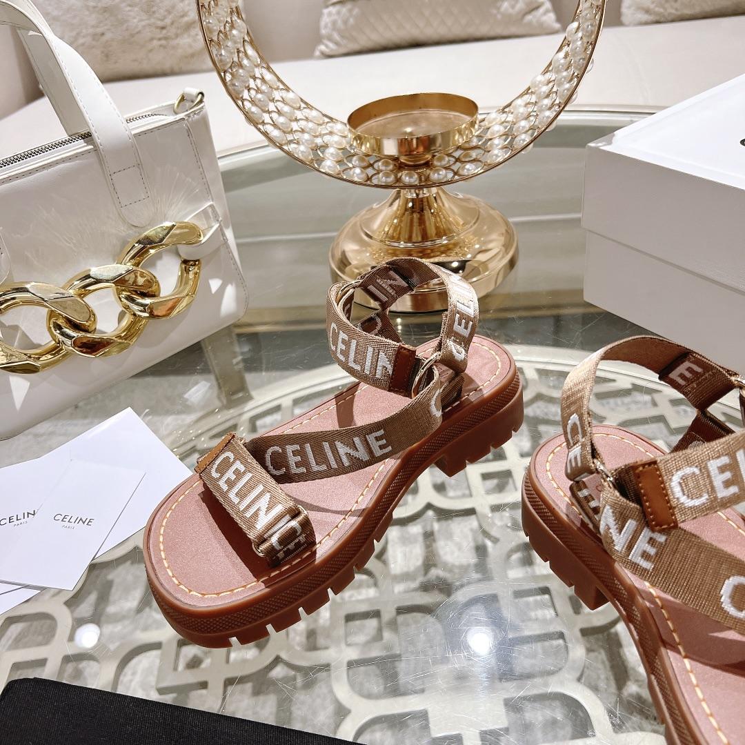 Celine Leo Strappy Sandal In Wool With ''Celine'' Jacquard  Light Beige /White - DopestKickz