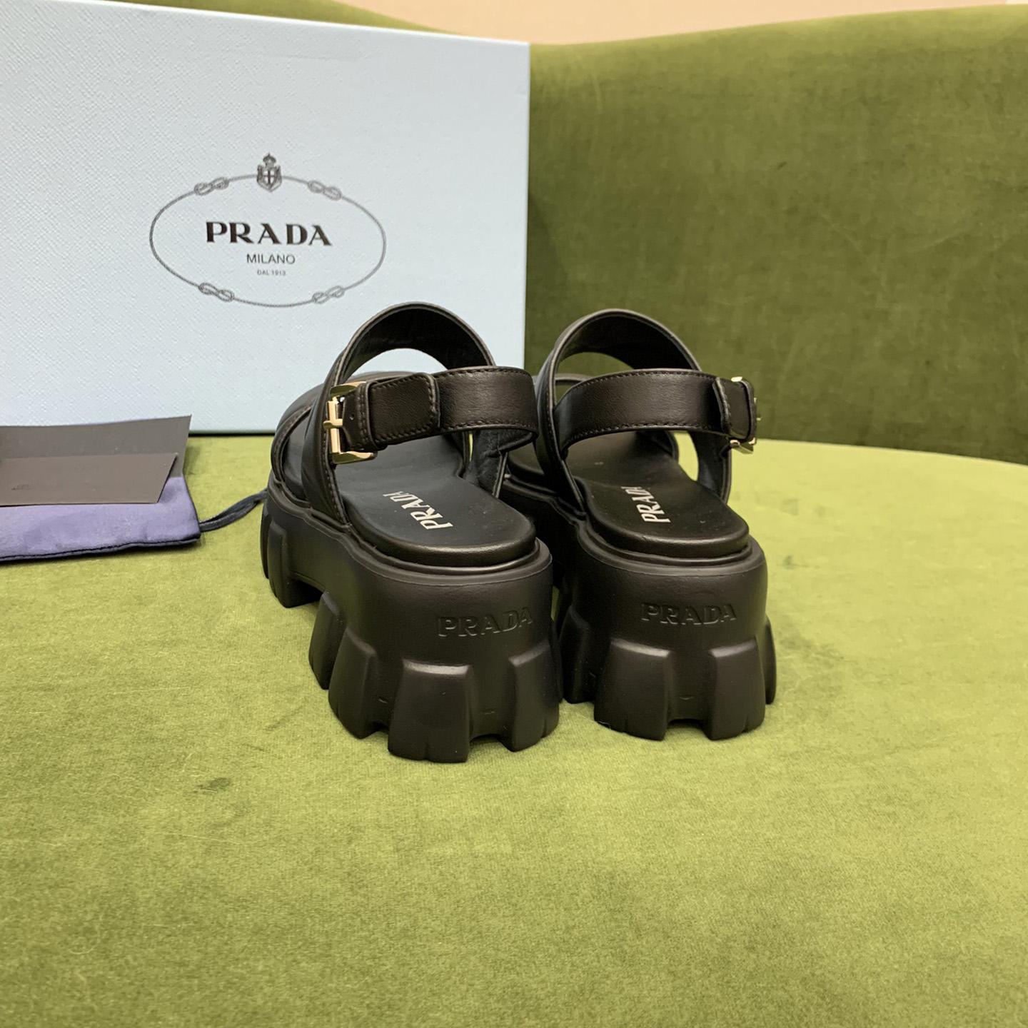 Prada Monolith Leather Sandals - DopestKickz
